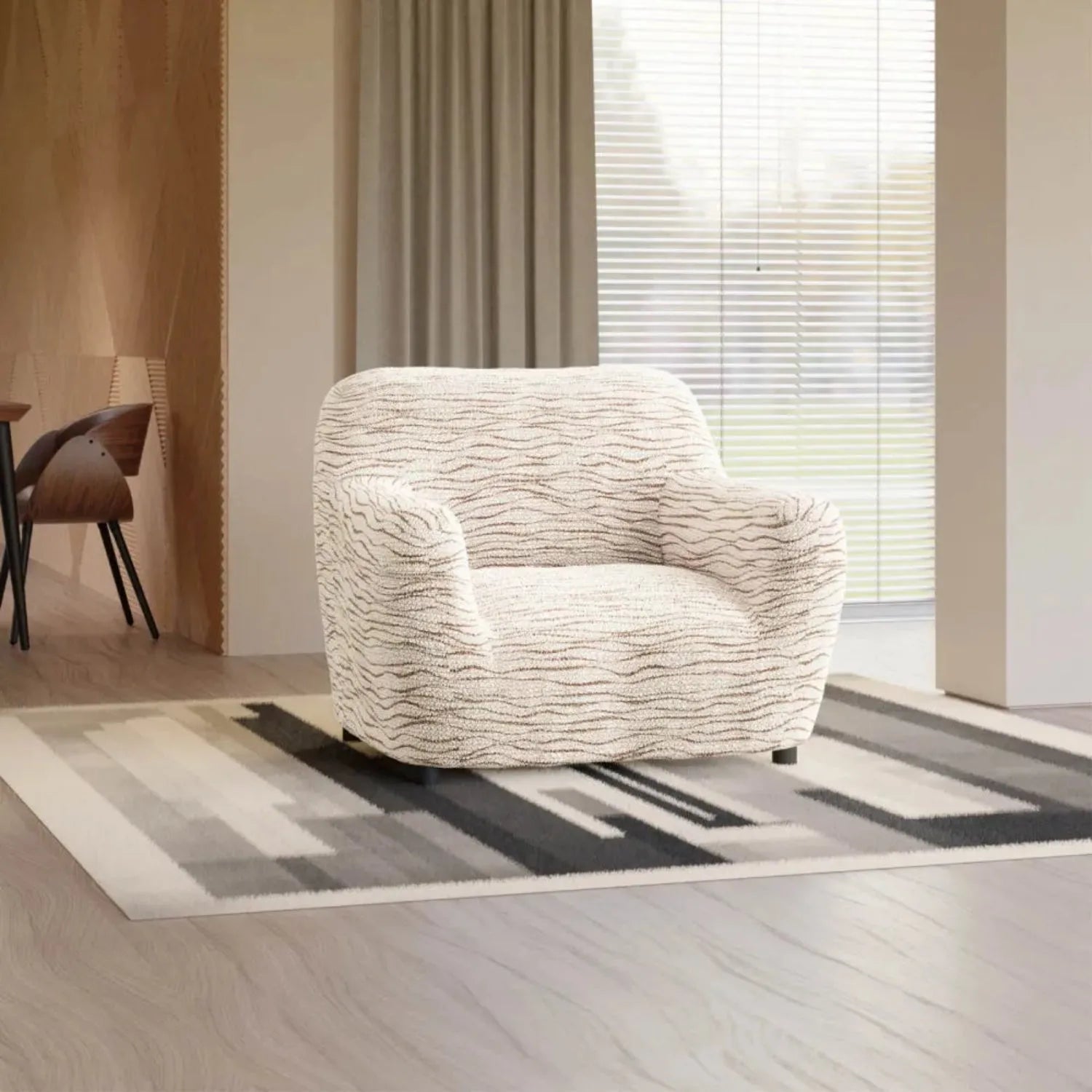 Microfiber Printed Armchair Slipcover - Stretchable Furniture Protector for Living Room, Bedroom & Office - Easy Washable Sofa Cover for Home Decor