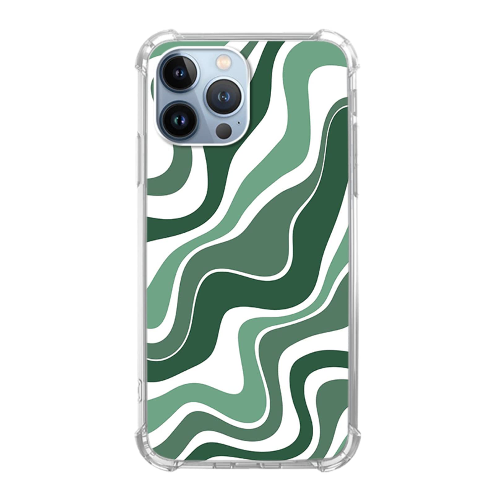 Sage Green Swirl Phone Case for iPhone 13 Pro Max - Trendy Trippy Wave Design TPU Bumper Cover for Men & Women | Perfect for Daily Use, Travel & Outdoor Activities