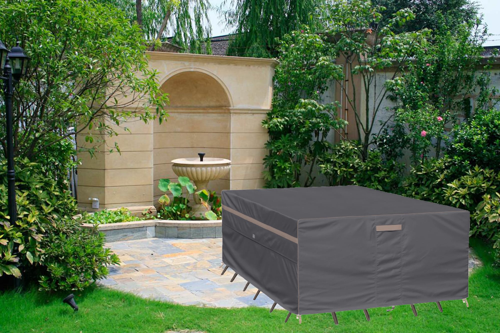 Heavy Duty Waterproof Outdoor Furniture Covers - Fade Resistant Patio Table and Chair Protectors 48x48x28 Inches, Dark Grey - Perfect for Backyard, Deck, Garden, and Poolside Use