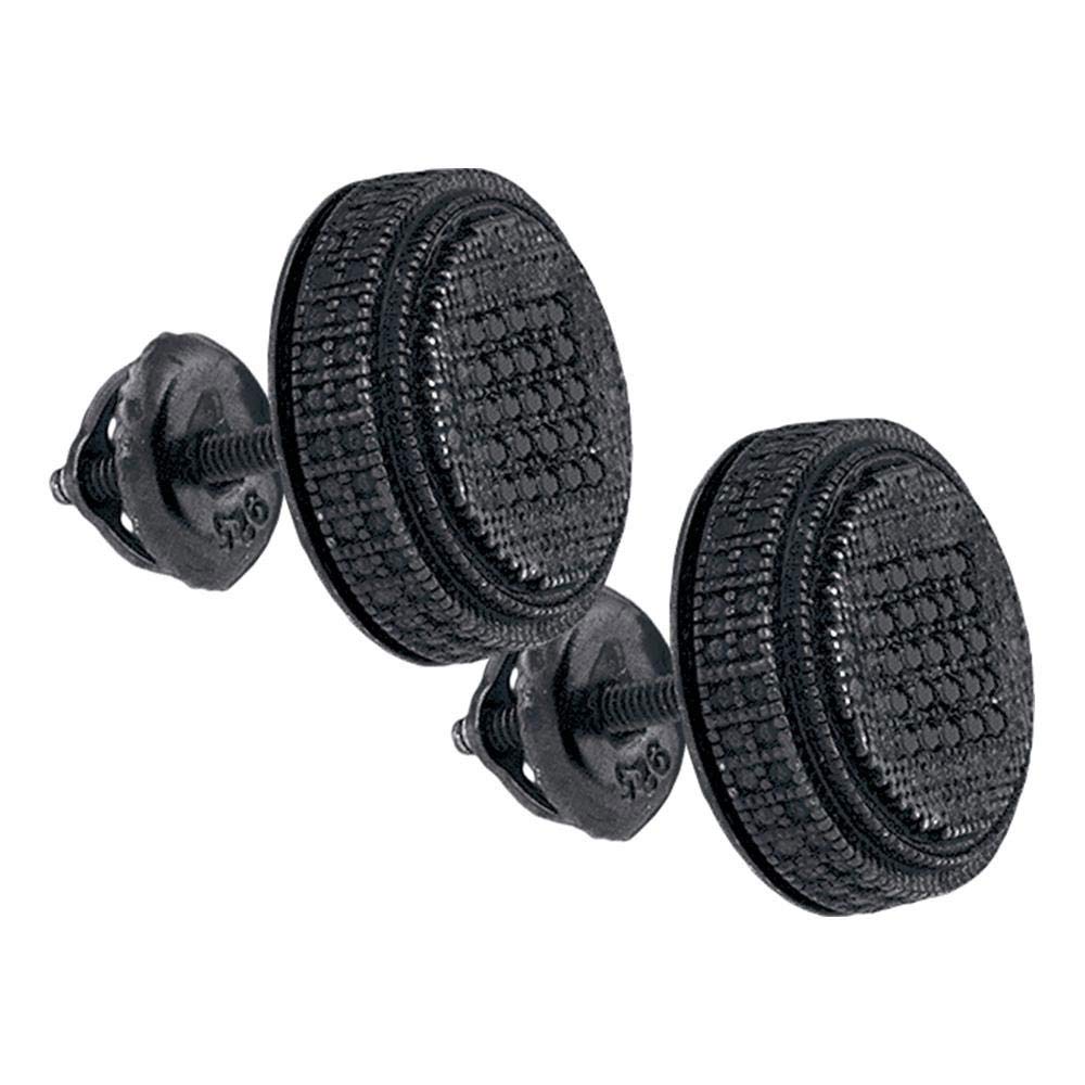 Black Sterling Silver Men's Round Enhanced Diamond Cluster Earrings - 1/6 CTTW, Hypoallergenic & Durable for Everyday Wear, Gift for Him, Wedding, Anniversary & Special Occasions