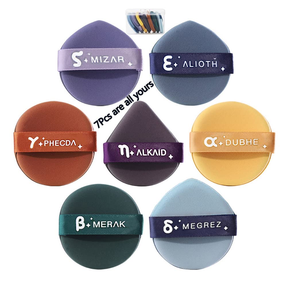 7PCS Soft Setting Powder Puff Set - Triangle & Teardrop Shapes for Face, Nose, Eyes & Body - Dual-Sided Makeup Application - Perfect for Contouring, Baking & Setting Powder (Multicolor) - Ideal for Travel, Professional Makeup & Everyday Beauty Routine