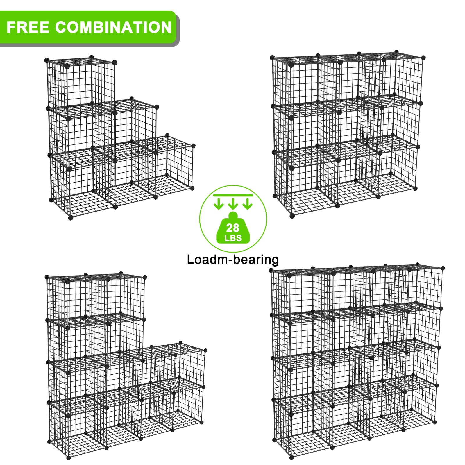 TUMUCUTE 6-Cube Wire Storage Organizer - Stackable Metal Bookshelf & Modular Closet Organizer for Bedroom, Living Room, Office - Durable Iron Shelving Unit for Home Organization & Space Saving Storage Solutions