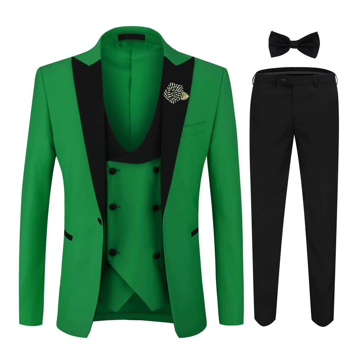 YFFUSHI Men's Slim Fit 3 Piece Suit Set - One Button Blazer, Vest & Dress Pants for Wedding, Prom & Business | Formal Occasion Outfit