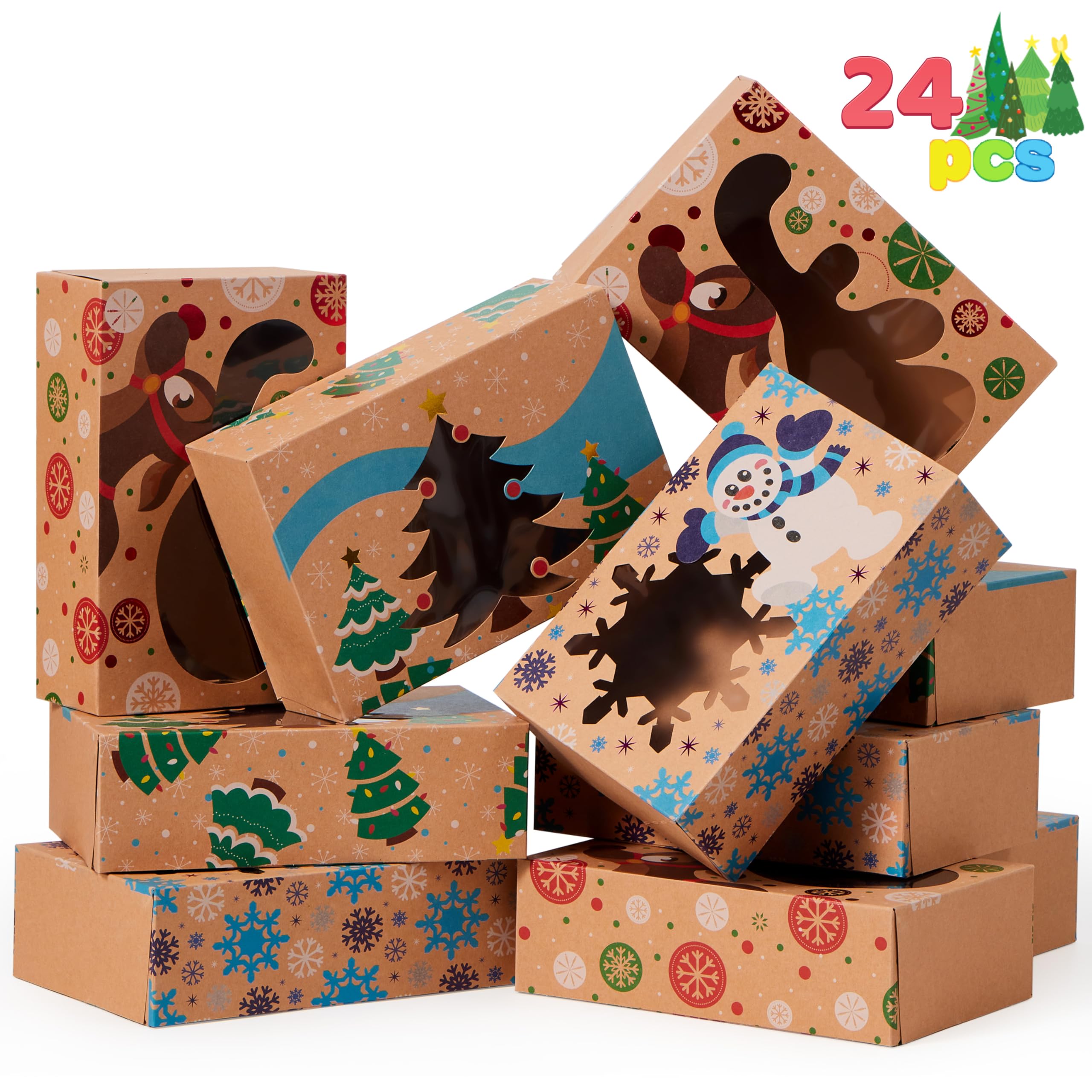 JOYIN 24-Pack Christmas Cookie Boxes for Holiday Treats & Gifting