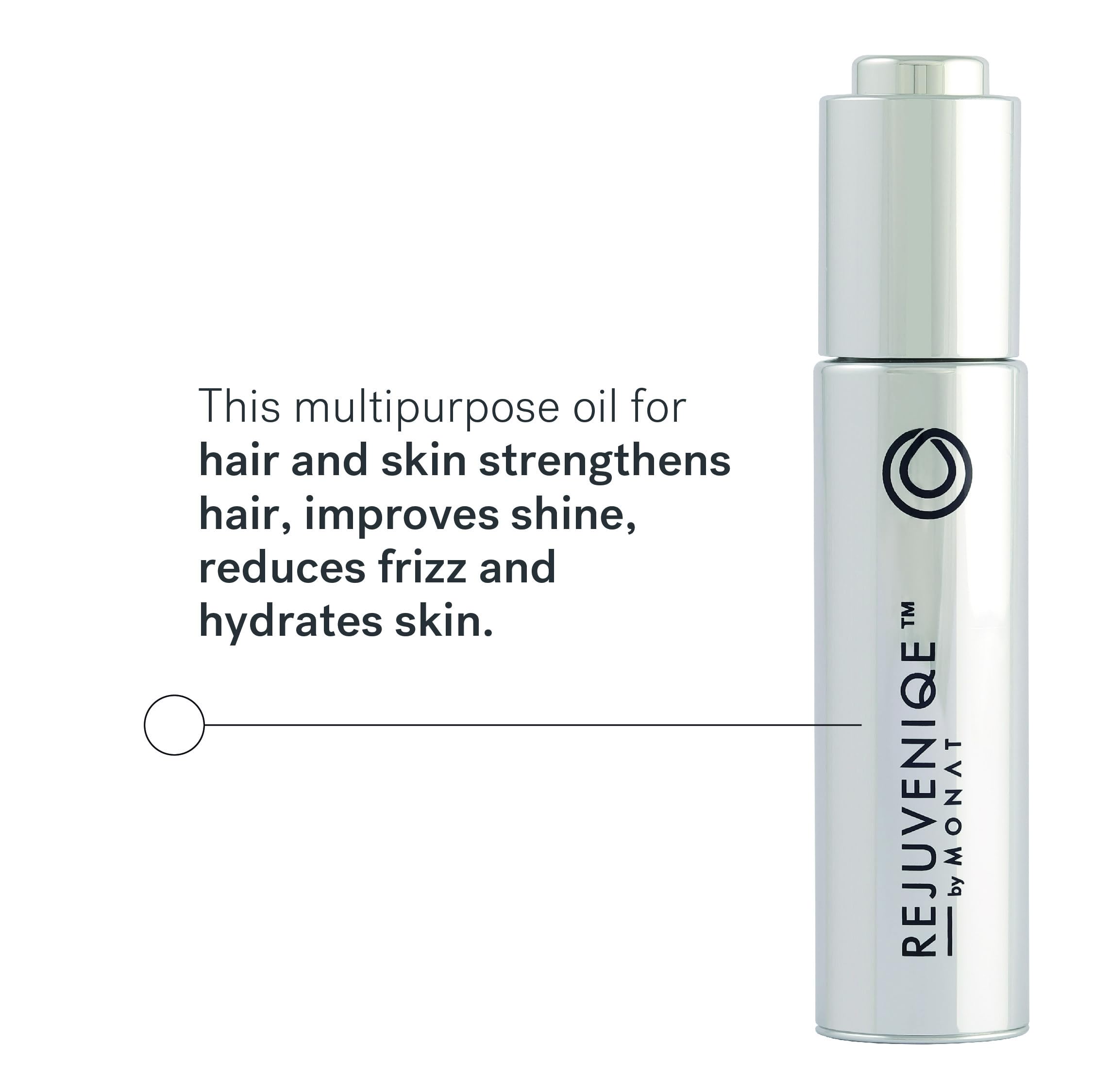 MONAT REJUVENIQE Oil – Multipurpose Hair & Skin Treatment with 13+ Natural Plant & Essential Oils – Hydrates, Strengthens, Reduces Frizz & Boosts Shine – 30ml (1.0 fl oz) – Perfect for Dry Hair, Split Ends & Skin Hydration – Great for Daily Use & Travel