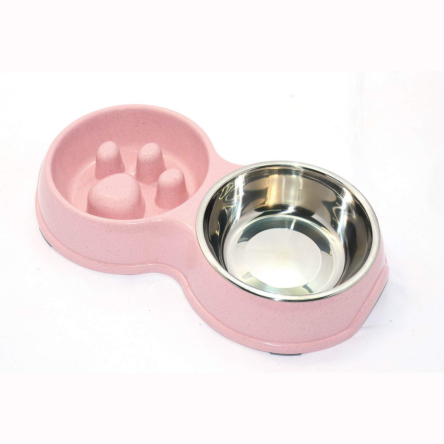 Stainless Steel Slow Feeder Dog Bowl for French Bulldogs - Interactive Pet Dish to Slow Down Eating, Eco-Friendly & Non-Slip - Perfect for Fast Eaters, Mealtime Enrichment & Portion Control (Pink)