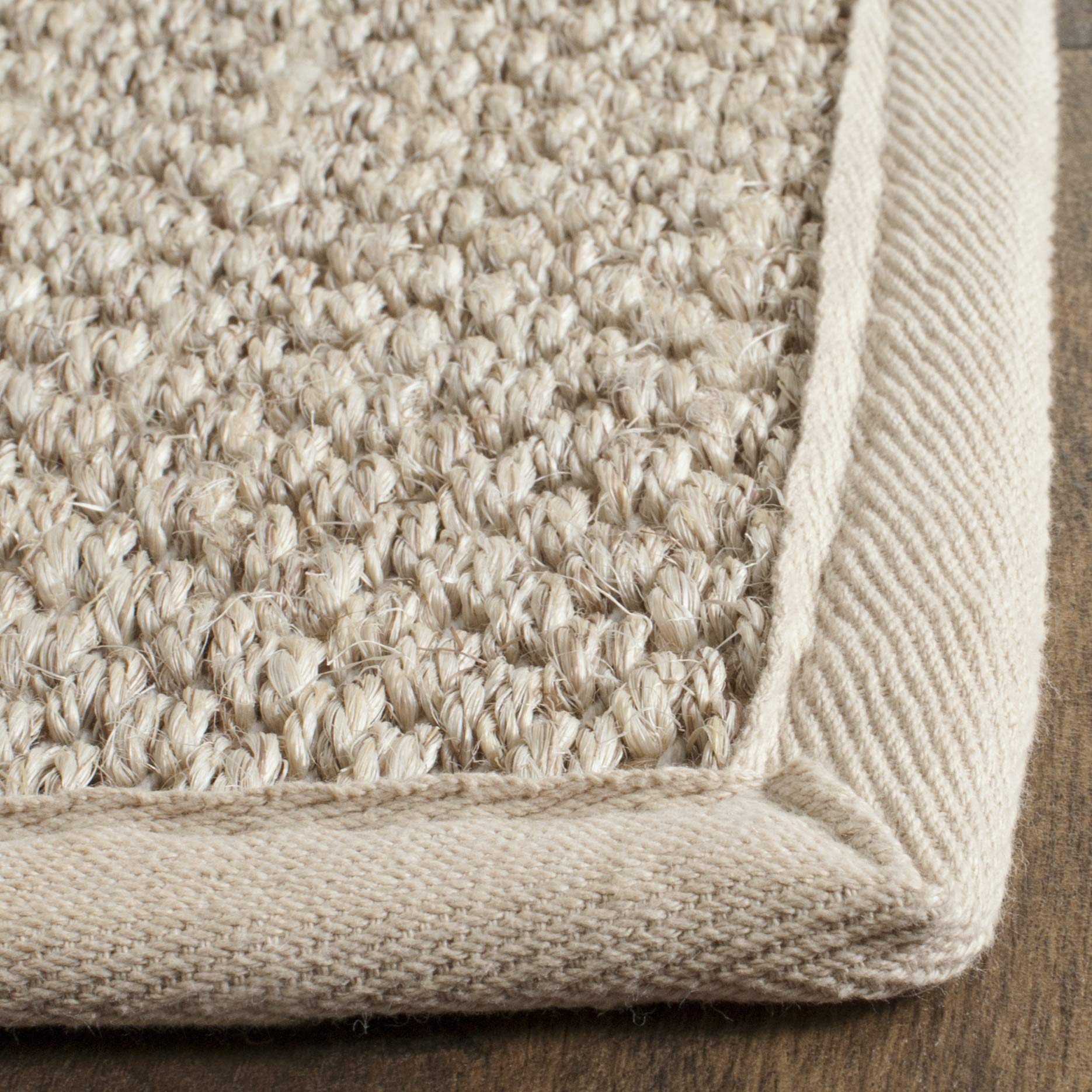 SAFAVIEH Natural Fiber Collection 11' Square Marble/Beige NF143C Border Sisal Area Rug - Perfect for Living Room, Dining Room & Bedroom Decor