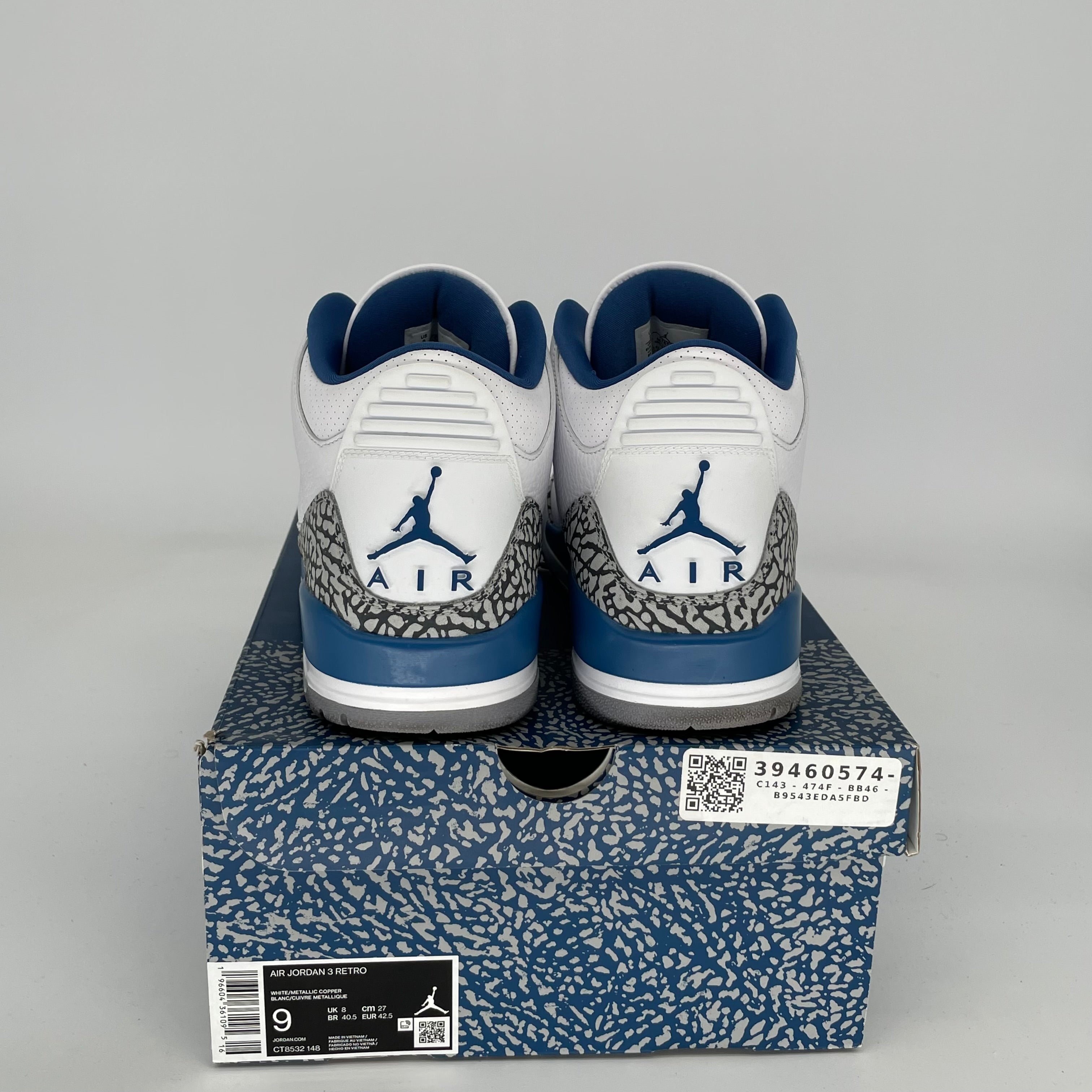 AIR JORDAN 3 WIZARDS Basketball Shoes Men's Size 9 - Retro Style Sneakers CT8532-148 for Streetwear & Casual Outfits