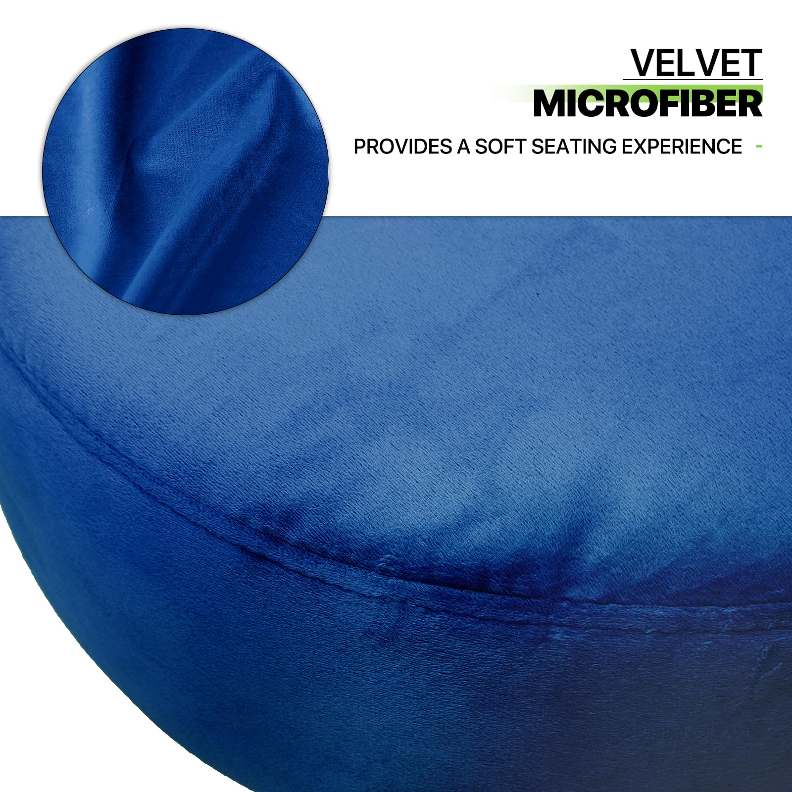 Magshion Velvet Vanity Stool - Round Ottoman Makeup Chair with Sturdy Metal Legs, Small Footstool for Dressing Table, Bedroom, Living Room | Perfect for Makeup Vanity, Reading Nook & Cozy Home Decor (Blue)