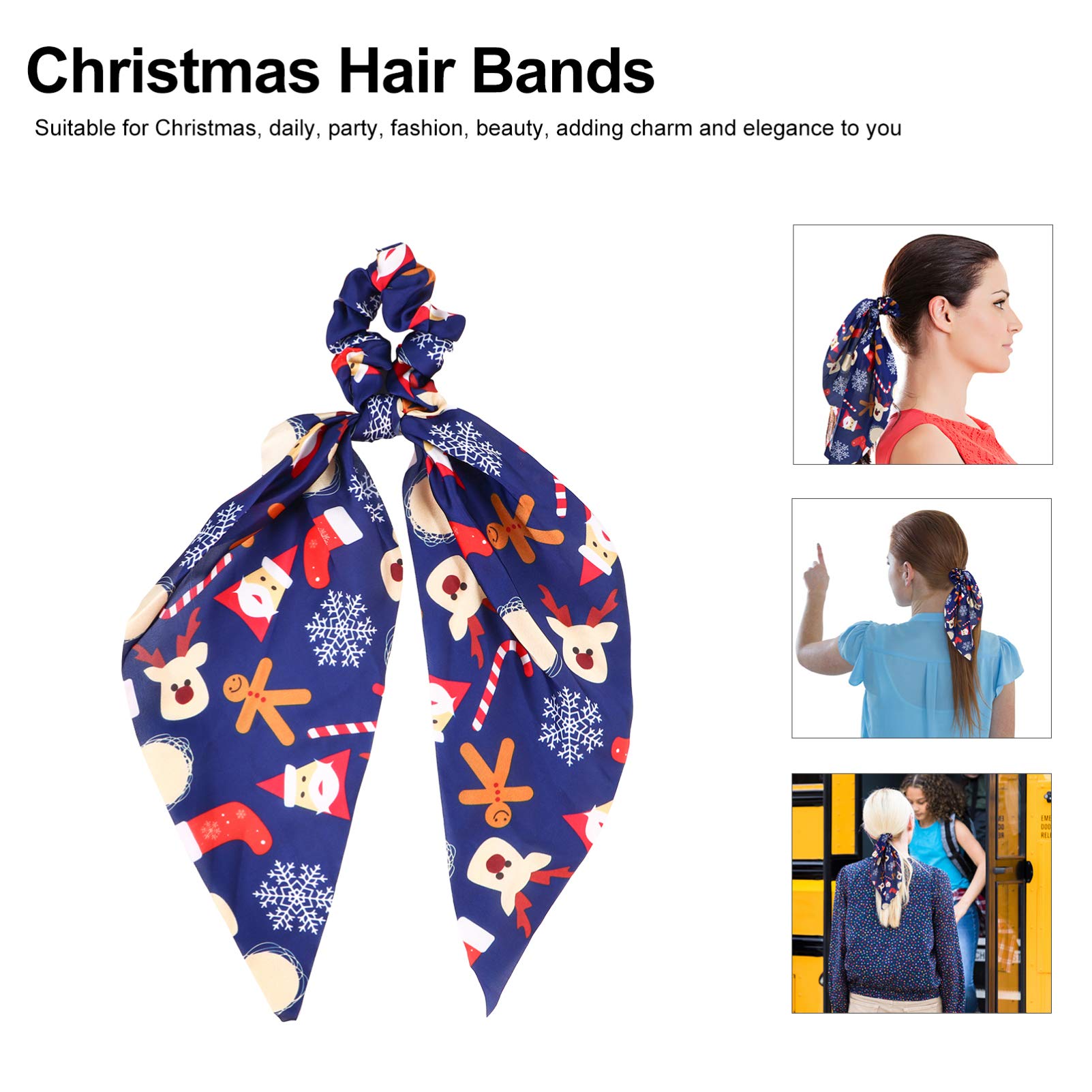 FRCOLOR 4 Pack Satin Hair Scrunchies - Soft Elastic Hair Ties, Ponytail Holders with Ribbon Bow for Women & Girls - Perfect for Christmas Gifts, Daily Use, Workouts and Special Occasions