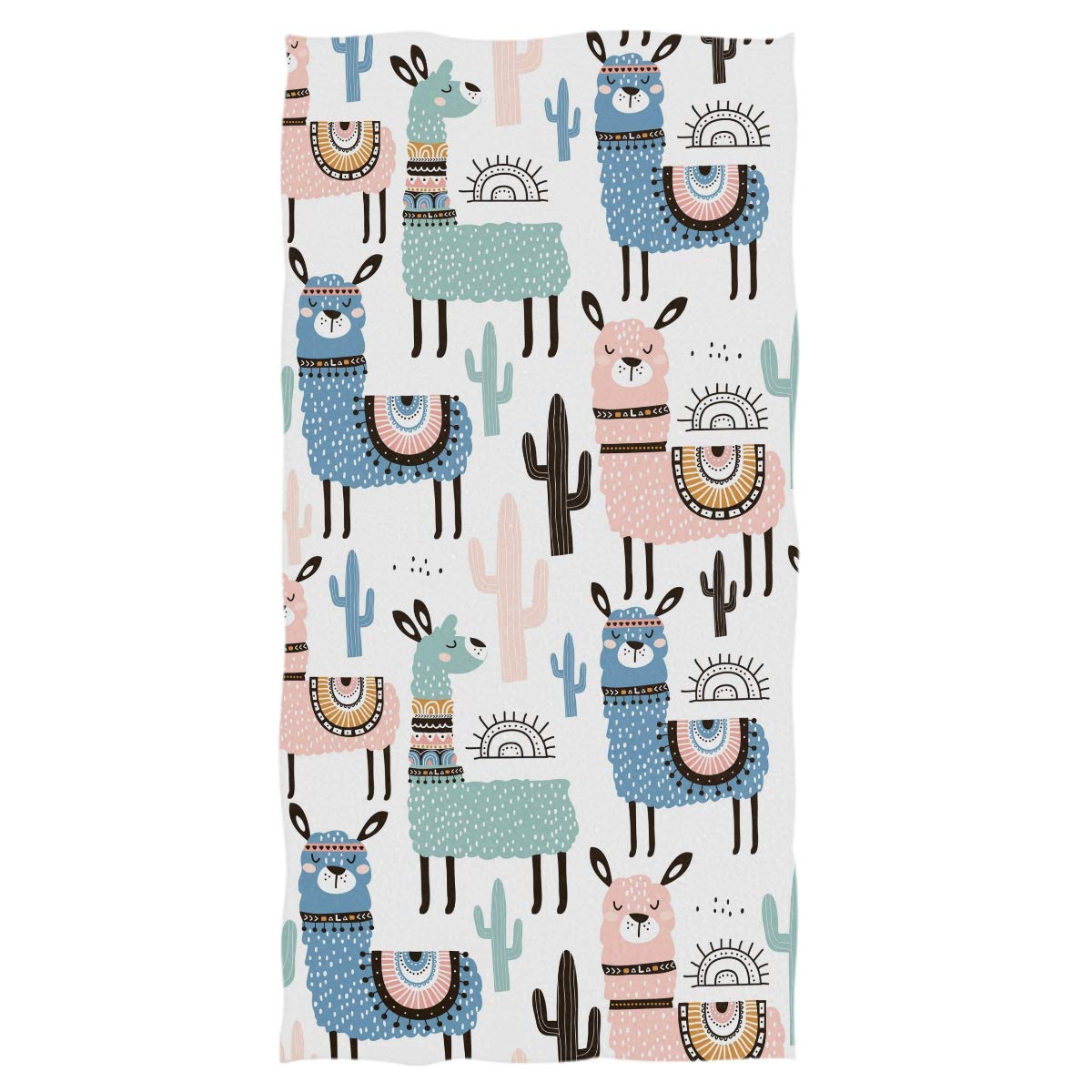 Premium Soft & Absorbent 16x30in Llama Cactus Hand Towels - Ethnic Alpaca Desert Animal Design for Bathroom, Kitchen & Guest Use - Decorative & Functional Cotton Towel Set for Home Decor