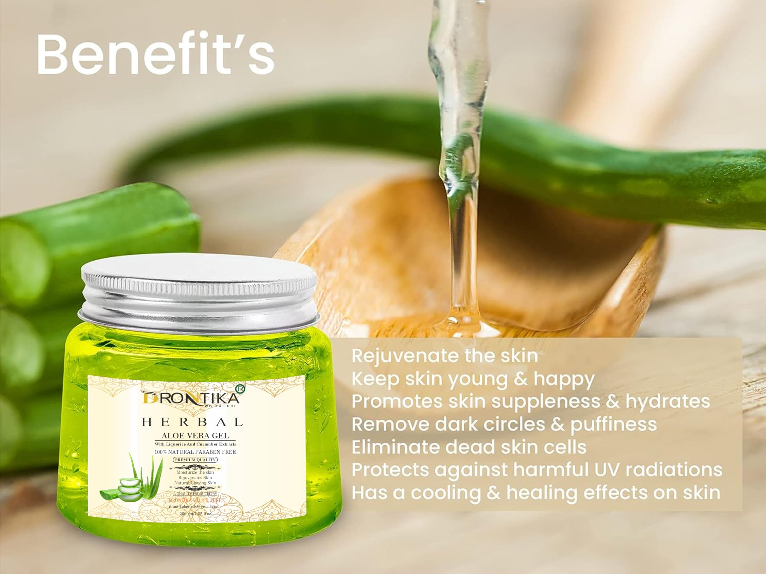 Dr. Ontika 99% Pure Aloe Vera Gel for Face & Body - Soothing Moisturizer for Dry Skin, Sunburn Relief, Hair Care - 7oz (200g) Multipurpose Beauty Gel for Women & Men | Perfect for After-Sun Care, Daily Hydration & Scalp Treatment