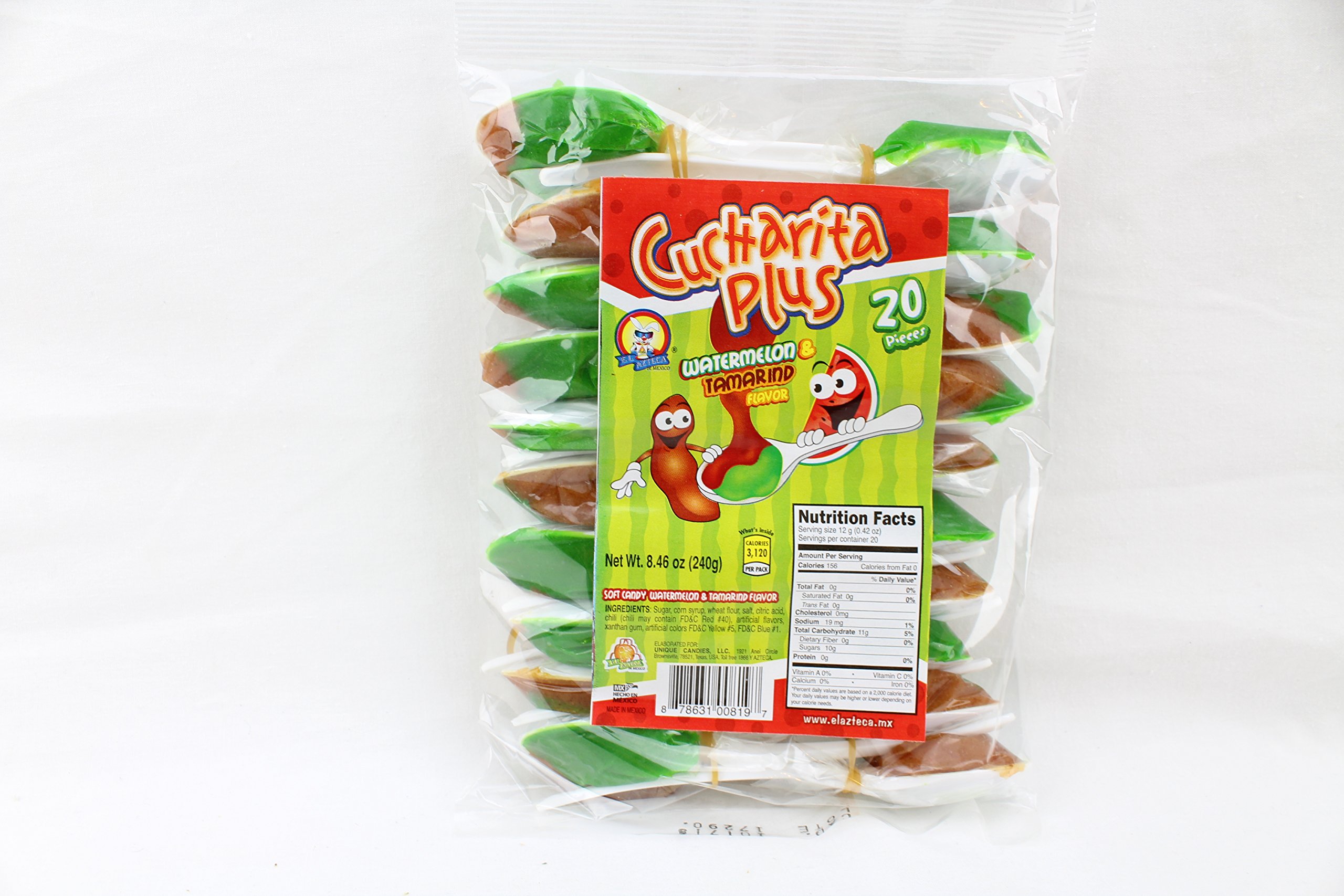 Mexican Candy Big Spoon - Watermelon & Tamarind Flavor (20 pcs) | Cucharita Plus | Authentic Sweet & Sour Treats for Parties, Snacking & Gifts