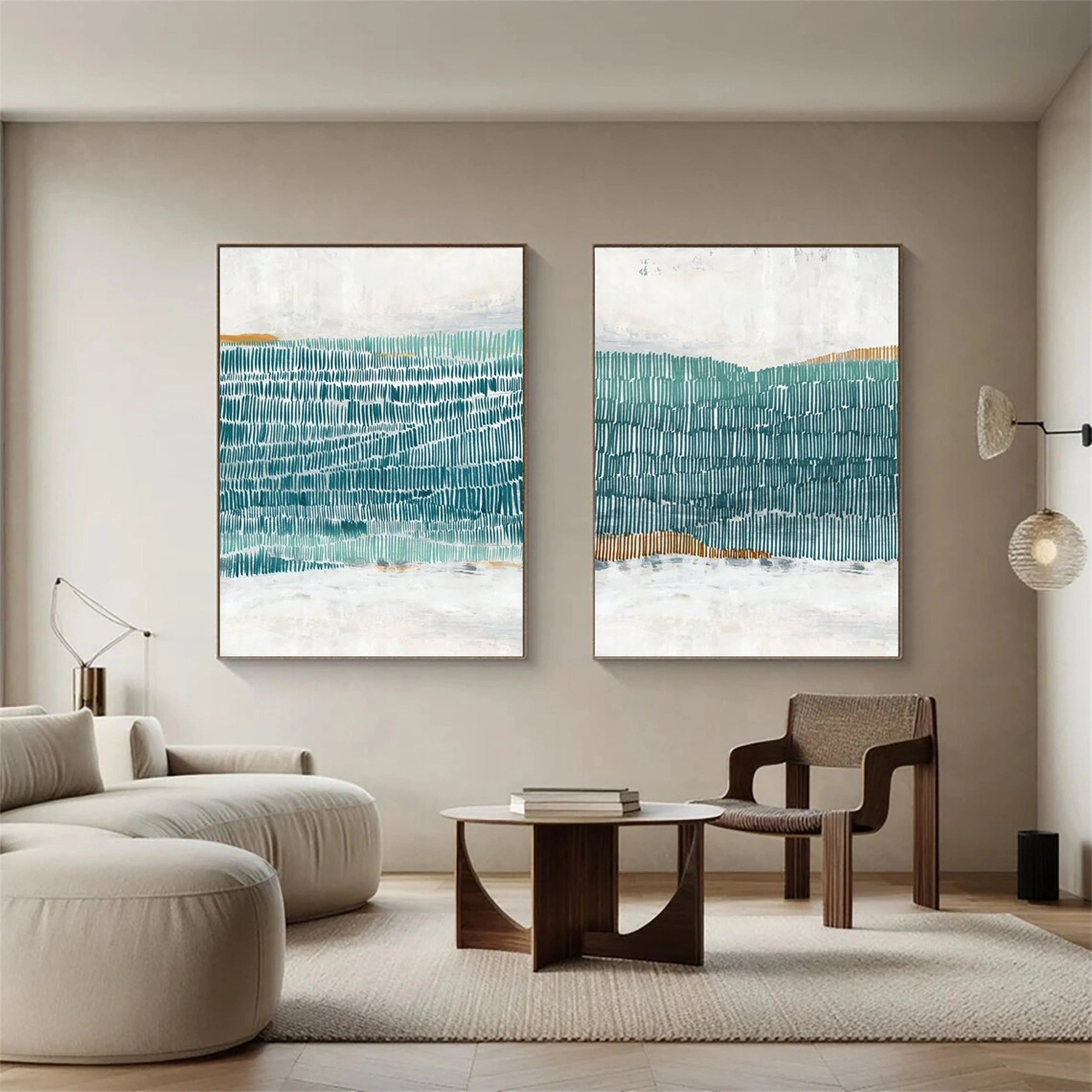 Abstract Tranquility Set of 2 Modern Canvas Wall Art - Minimalist Home Decor for Living Room, Bedroom & Office - #WS121