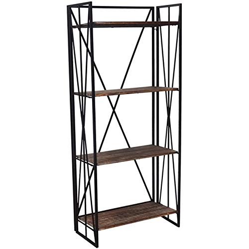Jeco 4 Shelf Bookcase - Black & Brown Wooden Storage Shelf for Living Room, Bedroom, Office | Perfect for Organizing Books, Decor & Essentials