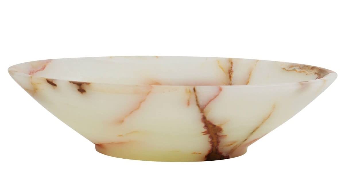 Genuine White Onyx Stone Bowl - 14 Inch Decorative Marble Fruit Serving Bowl, Elegant Centerpiece for Dining Table, Kitchen Counter, Living Room Decor, Wedding Gift & Home Accessories