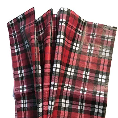Christmas Gift Wrap Tissue Paper - Classic Red Tartan Plaid Design, 24 Large 20x30 Inch Sheets, Decorative Wrapping Paper for Holiday Presents, Party Favors & Gift Bags