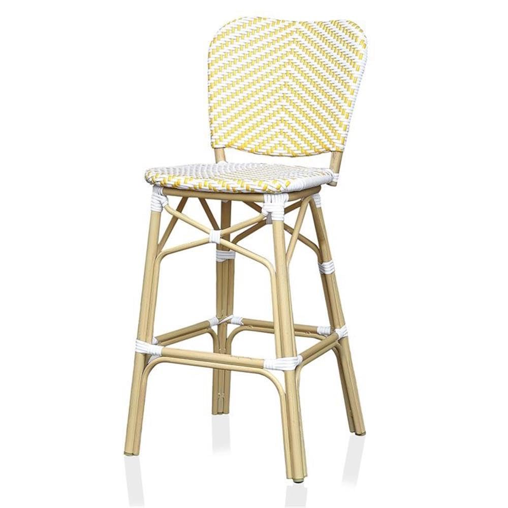 Furniture of America Adino Aluminum Patio Bar Chairs (Set of 2) - Yellow Outdoor Dining Chairs for Backyard, Poolside & Garden Seating