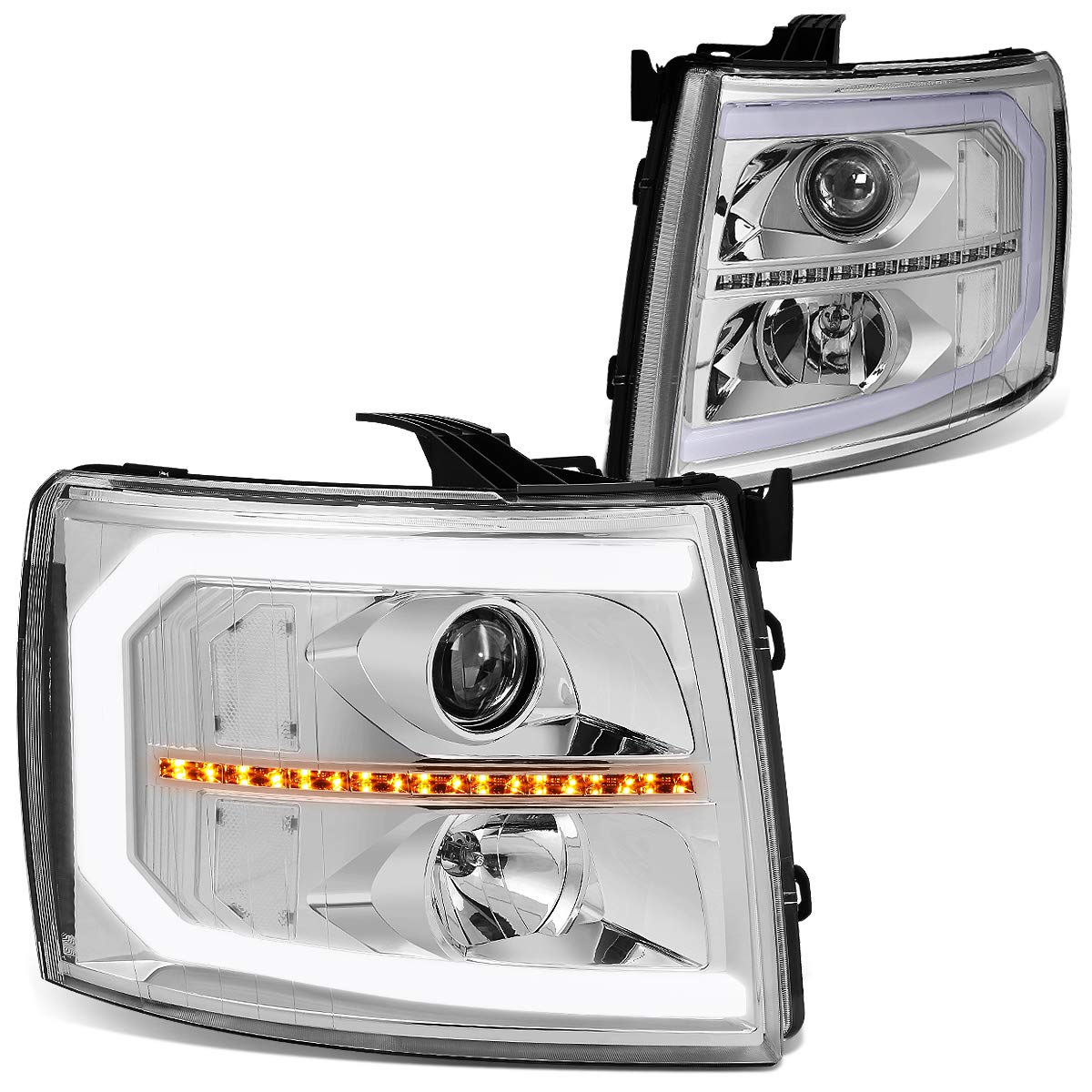 Auto Dynasty LED DRL Headlights for 2007-2014 Chevy Silverado - Sequential Turn Signal | Off-Road & Night Driving