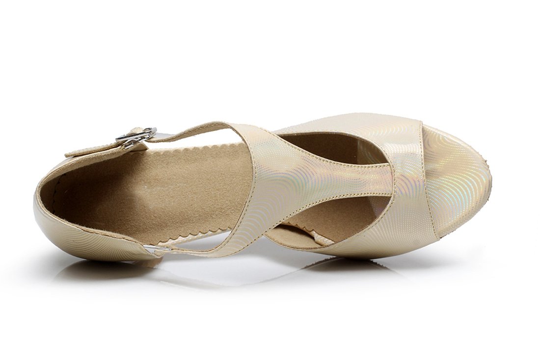 Minishion Women's Trendy Snake Print T-Strap Buckle Dance Shoes - Perfect for Latin, Salsa, Ballroom Dancing & Performance