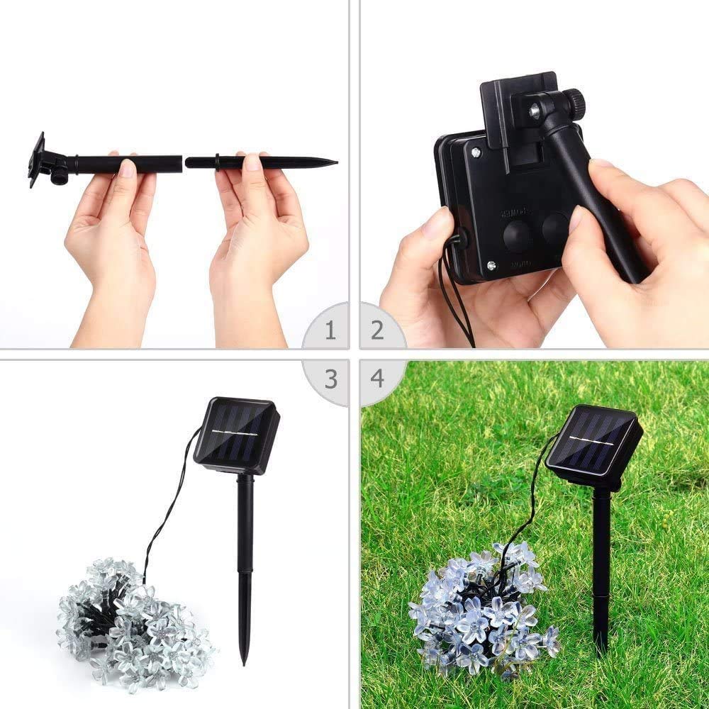 AMZSTAR® 50 LED Solar Flower String Lights - 21ft Outdoor/Indoor Waterproof Fairy Lights for Garden, Patio, Lawn, Wedding & Party Decorations (White) | Romantic Ambiance Lighting for Backyard, Balcony & Special Events