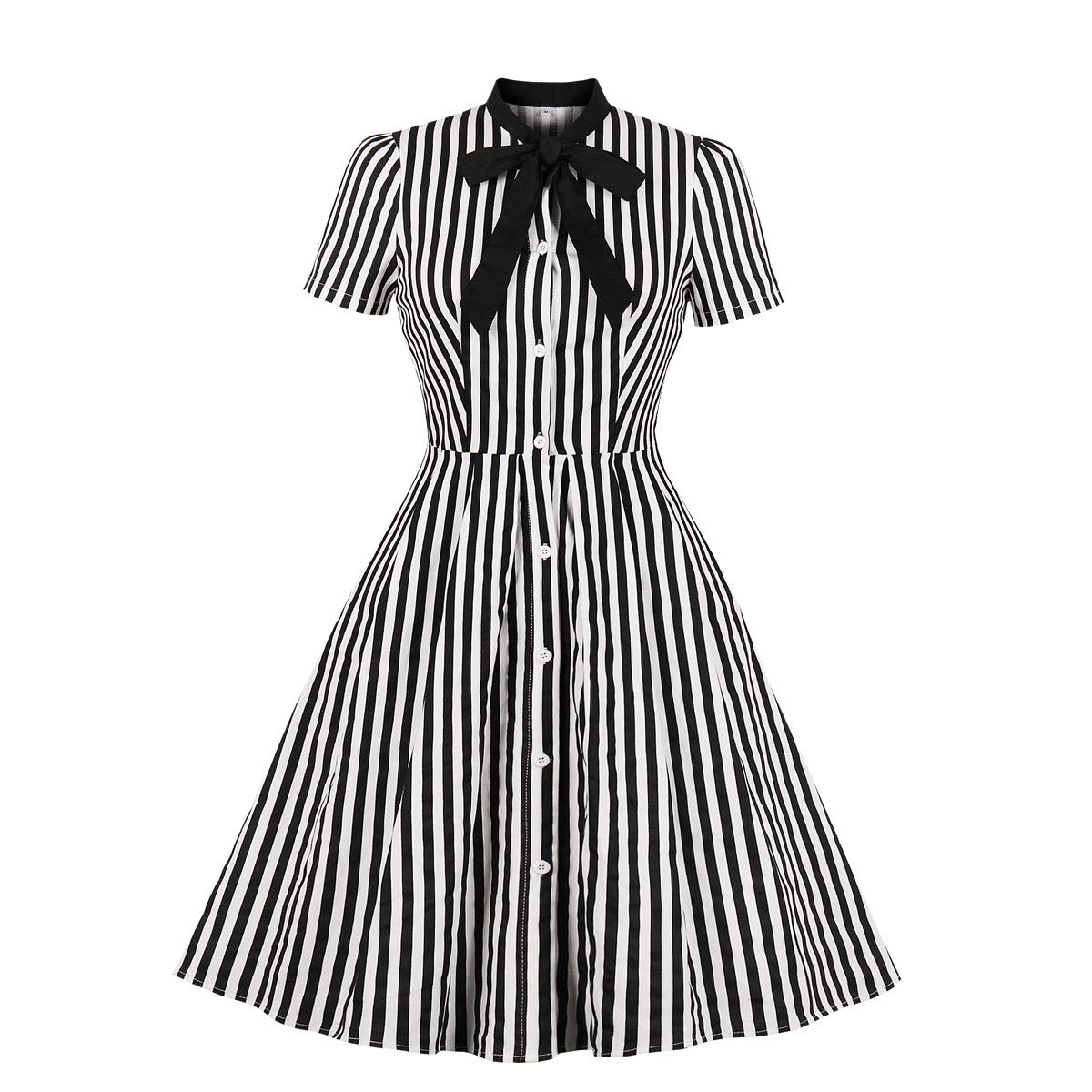 Vintage Women's Tie Neck Button Down Shirt Cocktail Dress - Elegant Office Wear & Party Outfit for Women