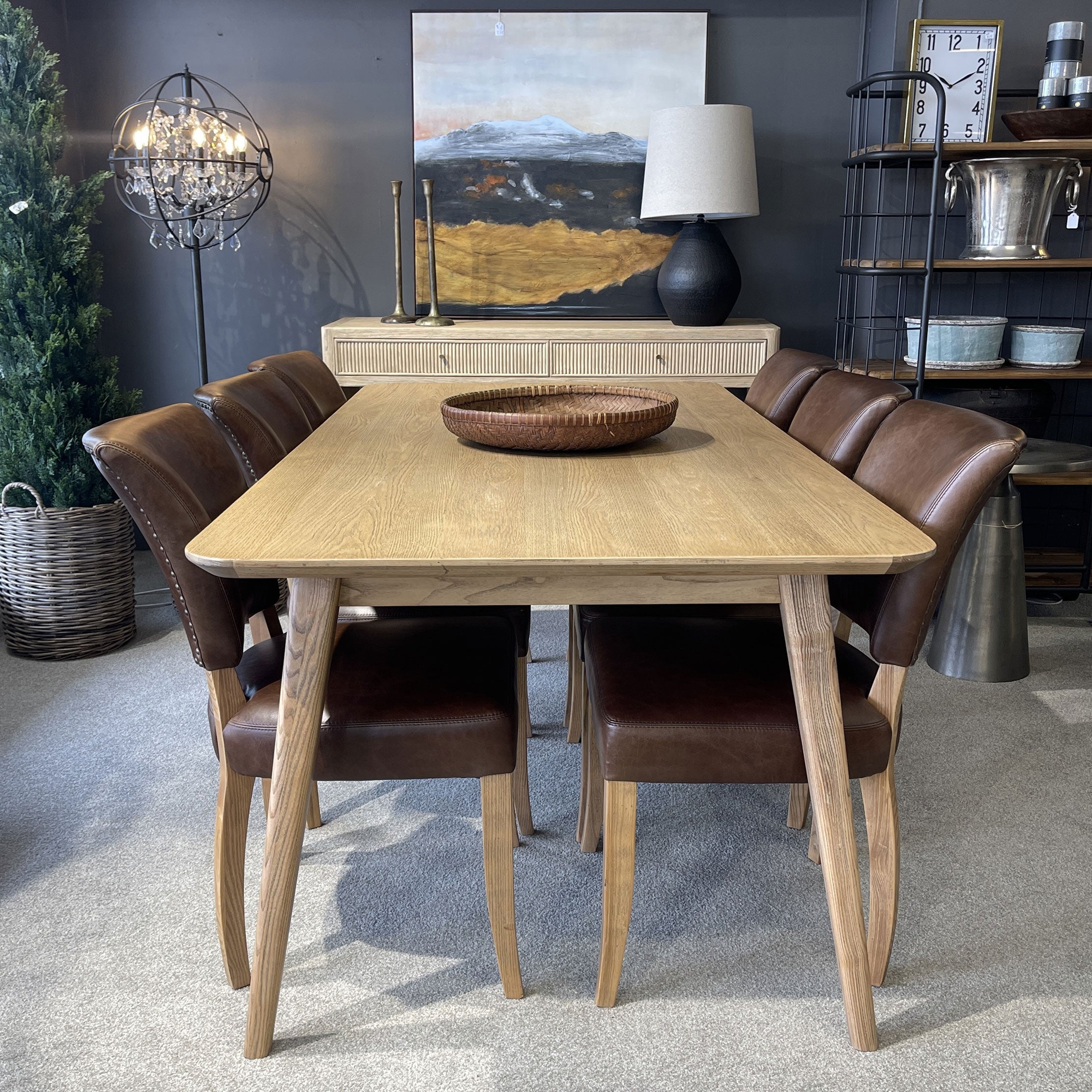 Riverton Solid Wood Dining Table 200cm - Natural Light Oak Finish - Perfect for Family Gatherings & Dinner Parties