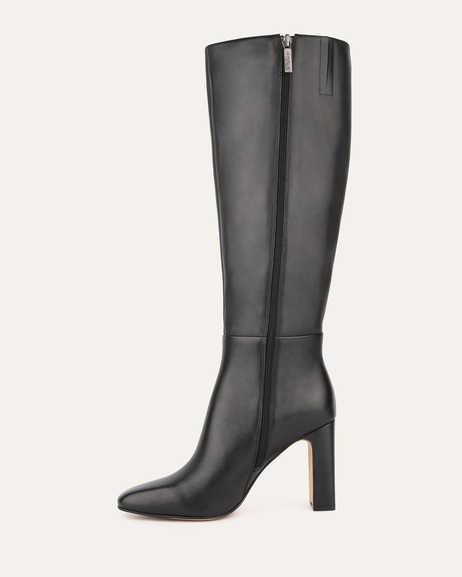 STORMI Black Leather Knee High Boots for Women - Stylish & Comfortable Winter Boots for Outdoor, Riding, and Fashion