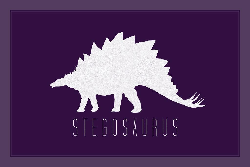 Stegosaurus Dinosaur Wall Art Poster for Kids Room - 18x12 Inch Purple Dinosaur Decor, Dino Pictures & Dry Erase Sign - Perfect for Bedroom, Nursery, Classroom & Playroom Decorations