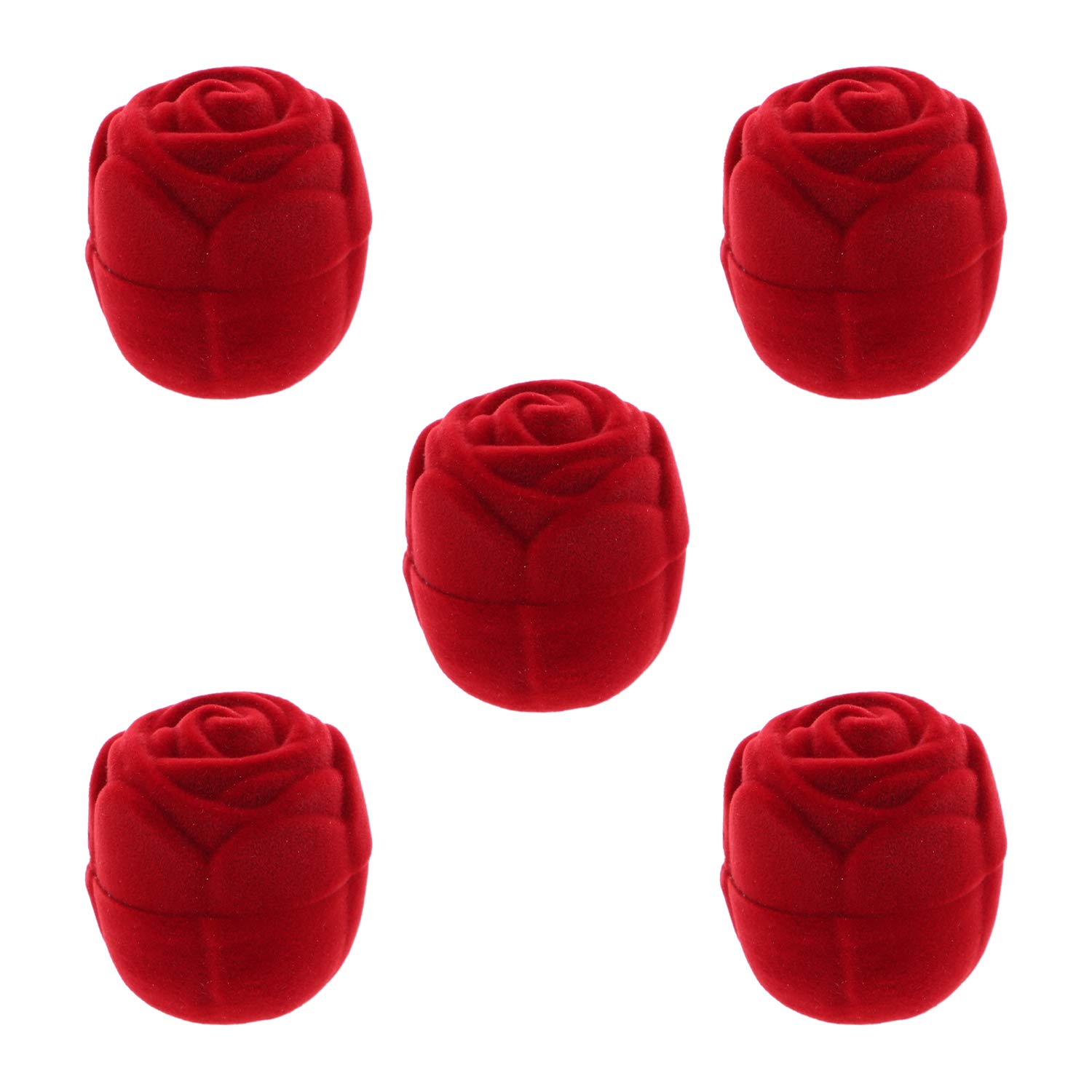 Li'Shay Elegant Red Rose Ring Holder Set of 5 - Stylish Jewelry Organizer for Bathroom, Bedroom & Vanity - Perfect Gift for Women