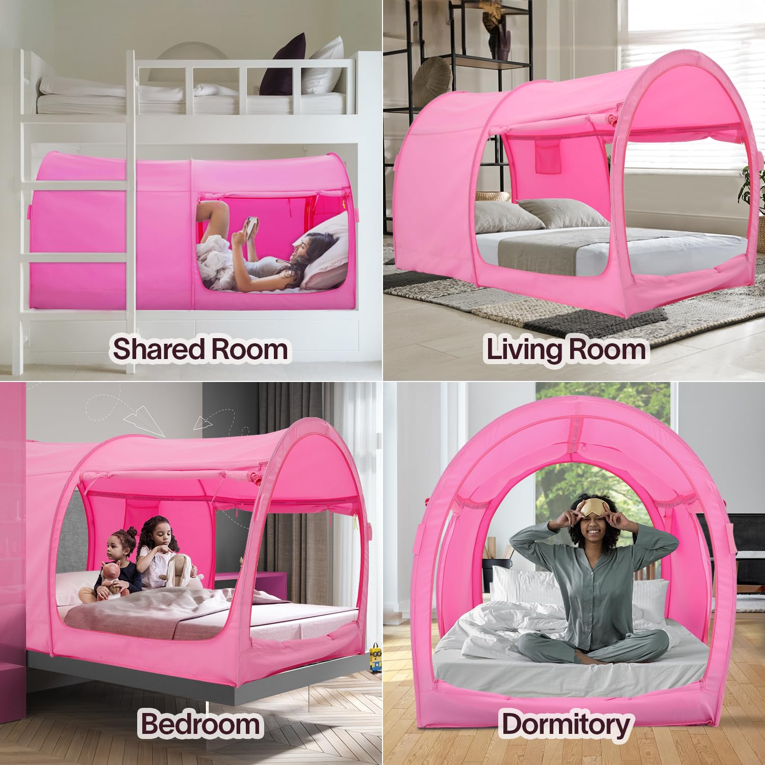 **Dream Tents Bed Canopy Shelter - Pop Up Twin Size for Kids & Adults - Indoor Privacy Cabin, Warm & Breathable (Mattress Not Included) - Perfect for Camping, Sleepovers & Cozy Bedroom Retreats**