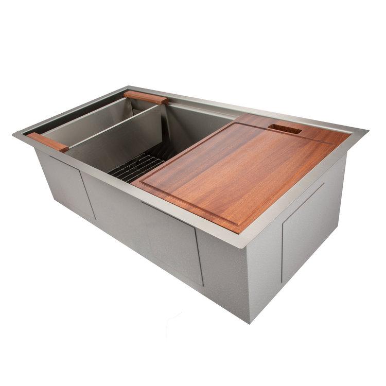 ZLINE Garmisch 33-Inch Undermount Single Bowl Stainless Steel Kitchen Sink - Scratch Resistant, Includes Bottom Grid & Accessories (SLS 33S) - Perfect for Modern Kitchens, Remodeling & Chef-Grade Food Prep