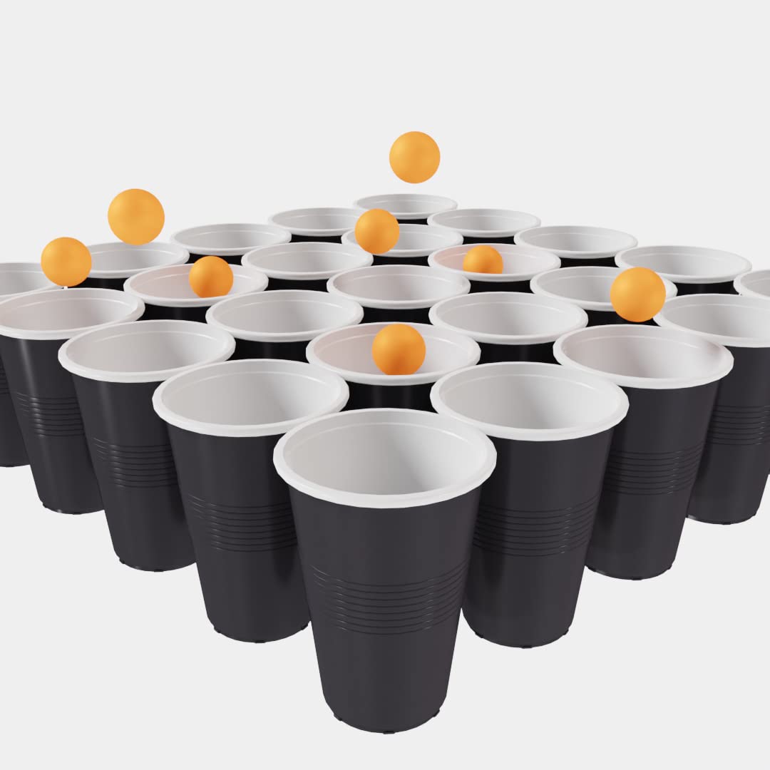 Shivani Enterprises 10-Pack 450ml Black Beer Pong Cups - Durable Party Drinking Glasses for Beer Pong Games, College Parties, Tailgates & Events - BPA-Free Plastic Red Solo Cup Alternatives