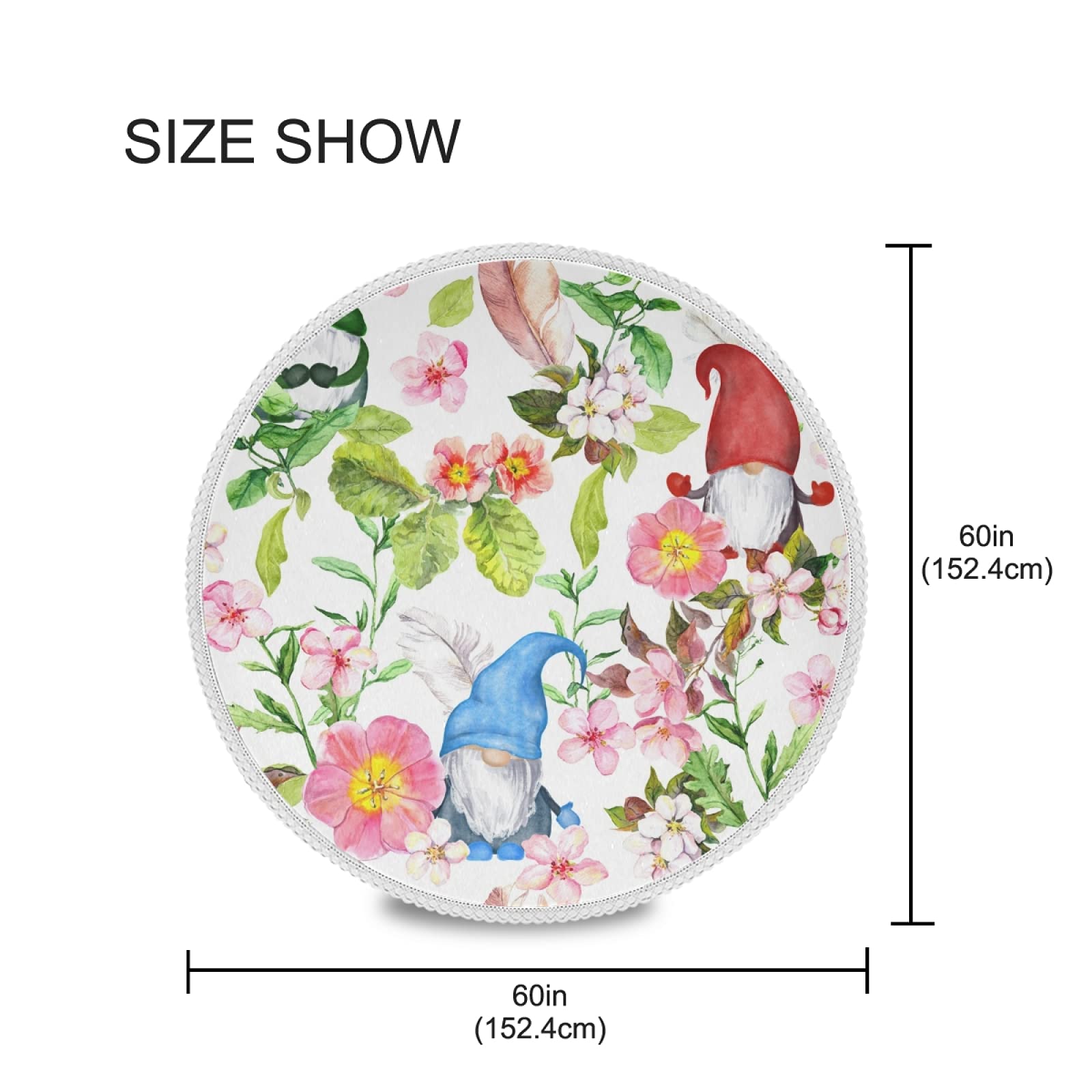 60 Inch Round Tablecloth - Spring Flowers & Cherry Blossom Floral Design, Washable Polyester Table Cover for Kitchen, Dining, Party & Picnic Decor | Perfect for Outdoor Gatherings and Seasonal Home Decor