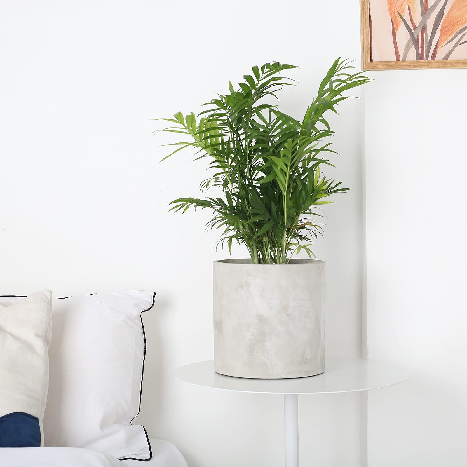 8.6 Inch Modern Grey Cement Planters with Drainage Hole - Indoor Outdoor Flower Pots for Plants - Home Office Decor for Living Room, Balcony & Garden Decor