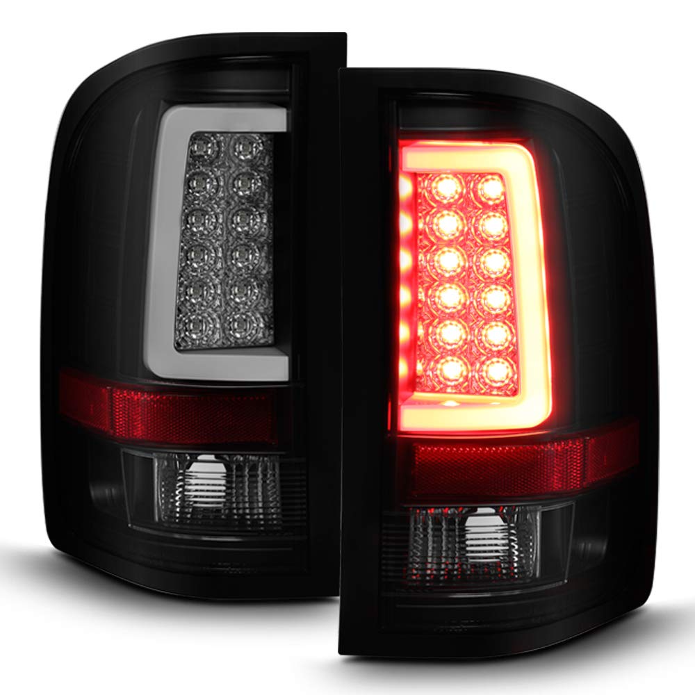 ACANII LED Tube Black Smoke Tail Lights Brake Lamps V3 for 2007-2013 Chevy Silverado 1500/2500/3500 - Driver & Passenger Side - Upgrade Your Truck's Style & Visibility for Night Driving & Off-Road Adventures