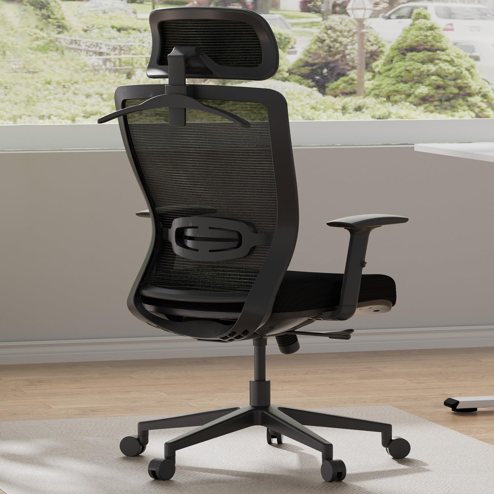 FLEXISPOT Ergonomic Office Chair with Lumbar Support - Comfortable Computer Desk Chair with Thick Seat Cushion - Big & Tall Adjustable Chair for Home Office, Study, or Bedroom (Black) - Ideal for Long Work Hours and Gaming Sessions