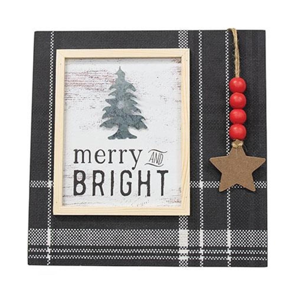 Merry and Bright Distressed Frame - Vintage Wooden Picture Frame for Christmas Decor, Wall Art, and Holiday Home Décor - Perfect for Family Photos, Gifts, and Festive Seasonal Display