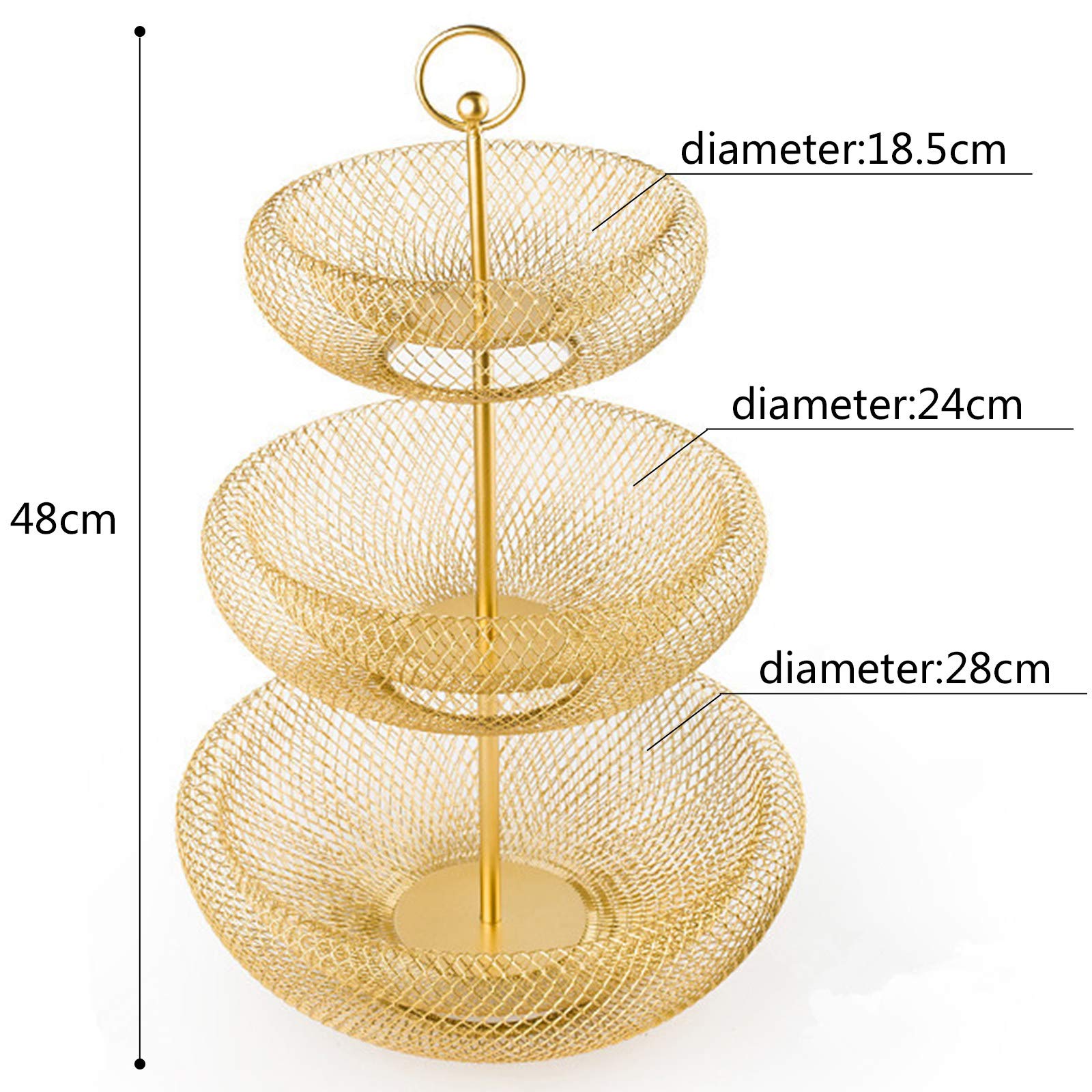 Modern 3-Tier Wire Fruit Bowl - Kitchen Counter Organizer for Fruits & Vegetables - Black/Gold - Perfect for Kitchen, Dining Room & Living Room Display