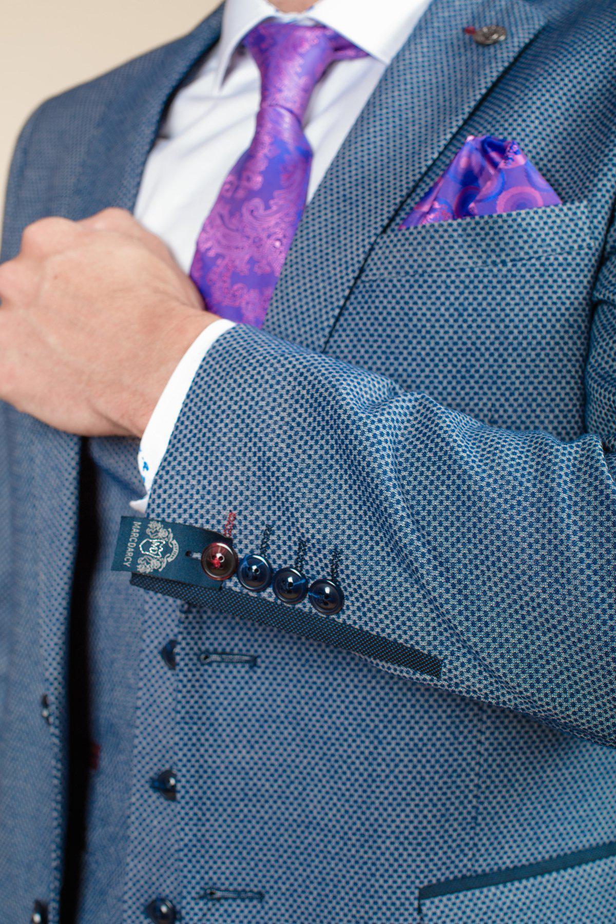 Wilson Blue Birdseye Blazer for Men - Classic Slim Fit Business Suit Jacket - Perfect for Office, Weddings & Formal Events