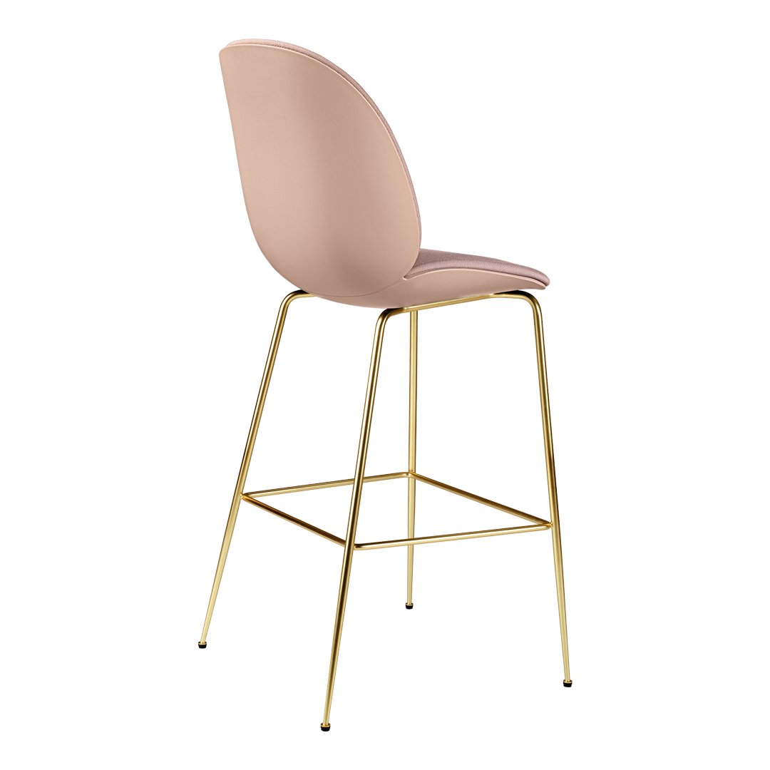 Beetle Bar Chair with Front Upholstered Seat & Brass Semi-Matte Base - Perfect for Kitchen Islands, Home Bars, and Modern Dining Areas
