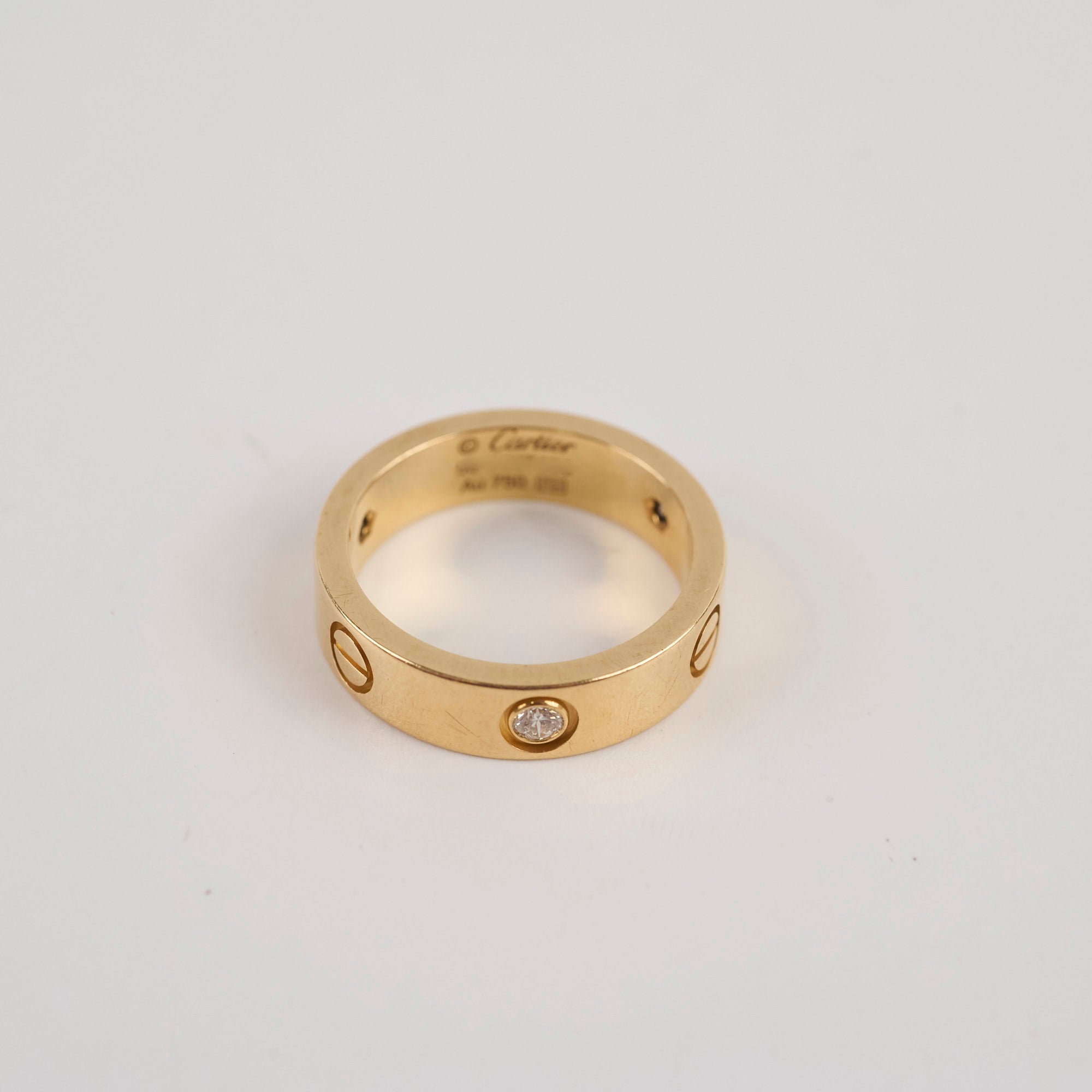 Cartier Love Ring 18K Yellow Gold with 3 Diamonds - Size 58 (US 7.75) for Women, Luxury Wedding Band, Anniversary Gift & Everyday Jewelry