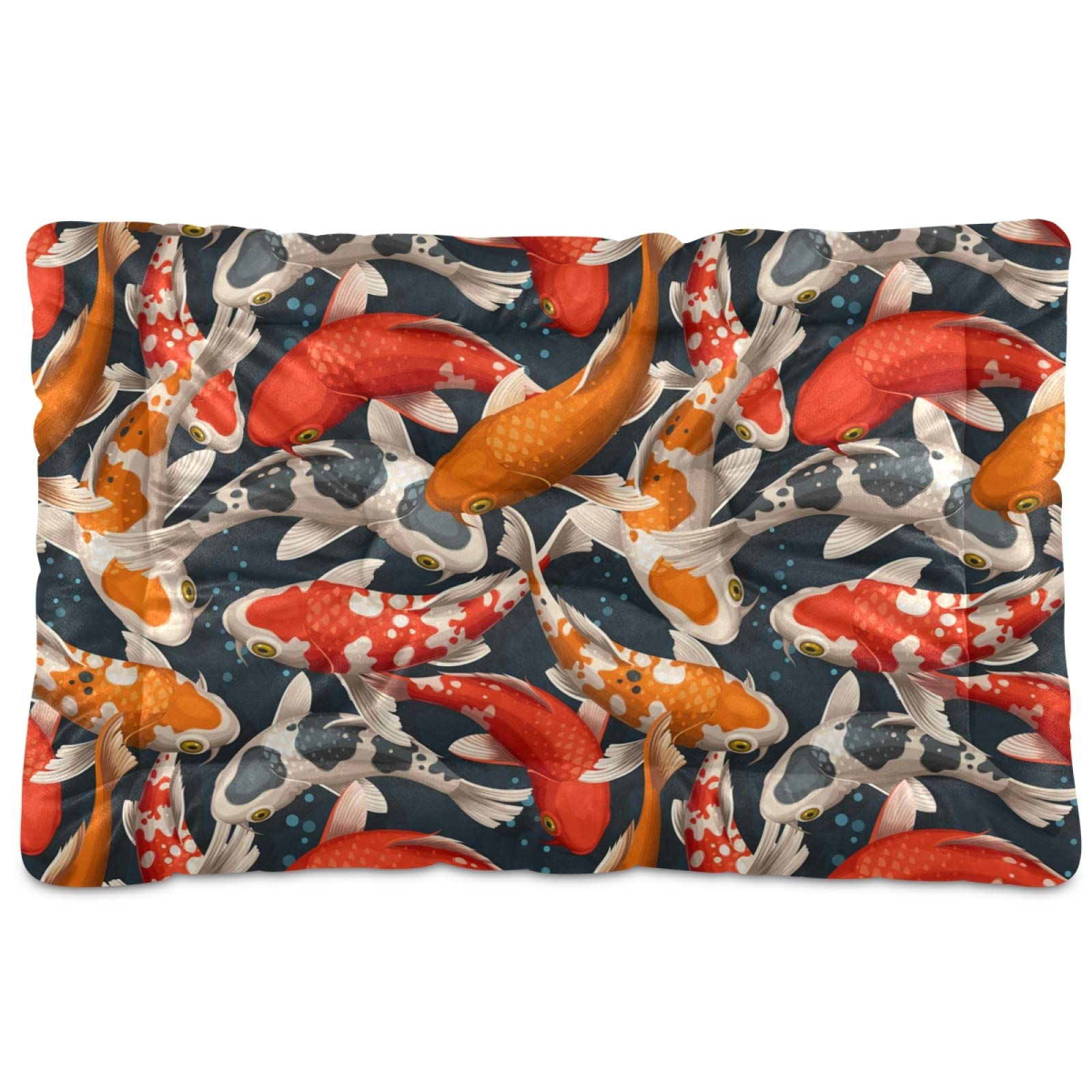 Premium Washable Dog Bed Mat - Soft & Comfortable Crate Pad for Large, Medium, Small Dogs & Puppies (36x24 Inches) - Colorful Fish Design - Perfect for Crates, Kennels & Home Use
