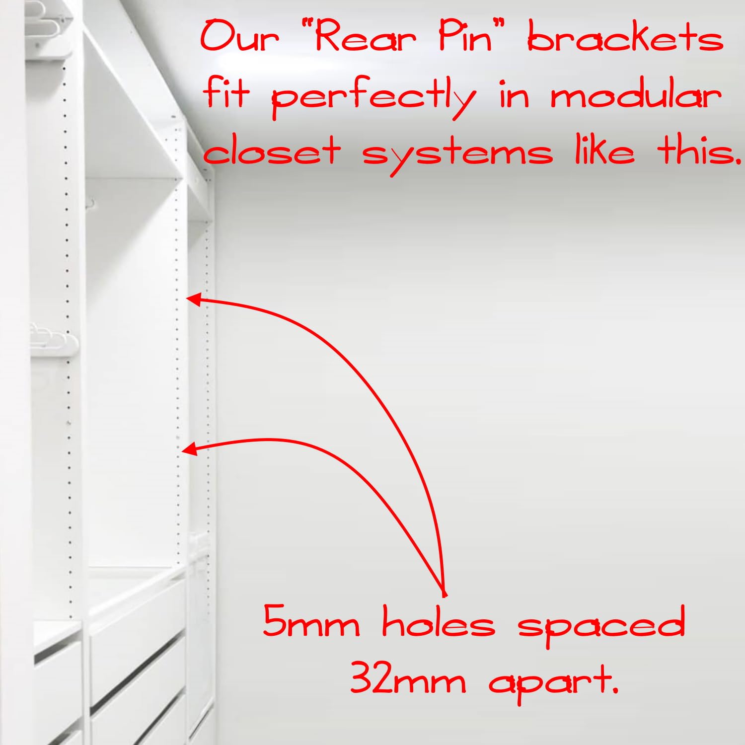 Custom Cut Oval Closet Rod - Up to 60 Inches with Rear Pin Wall Brackets in Polished Chrome Finish | Perfect for Walk-In Closets, Bedroom Storage & Organization Solutions