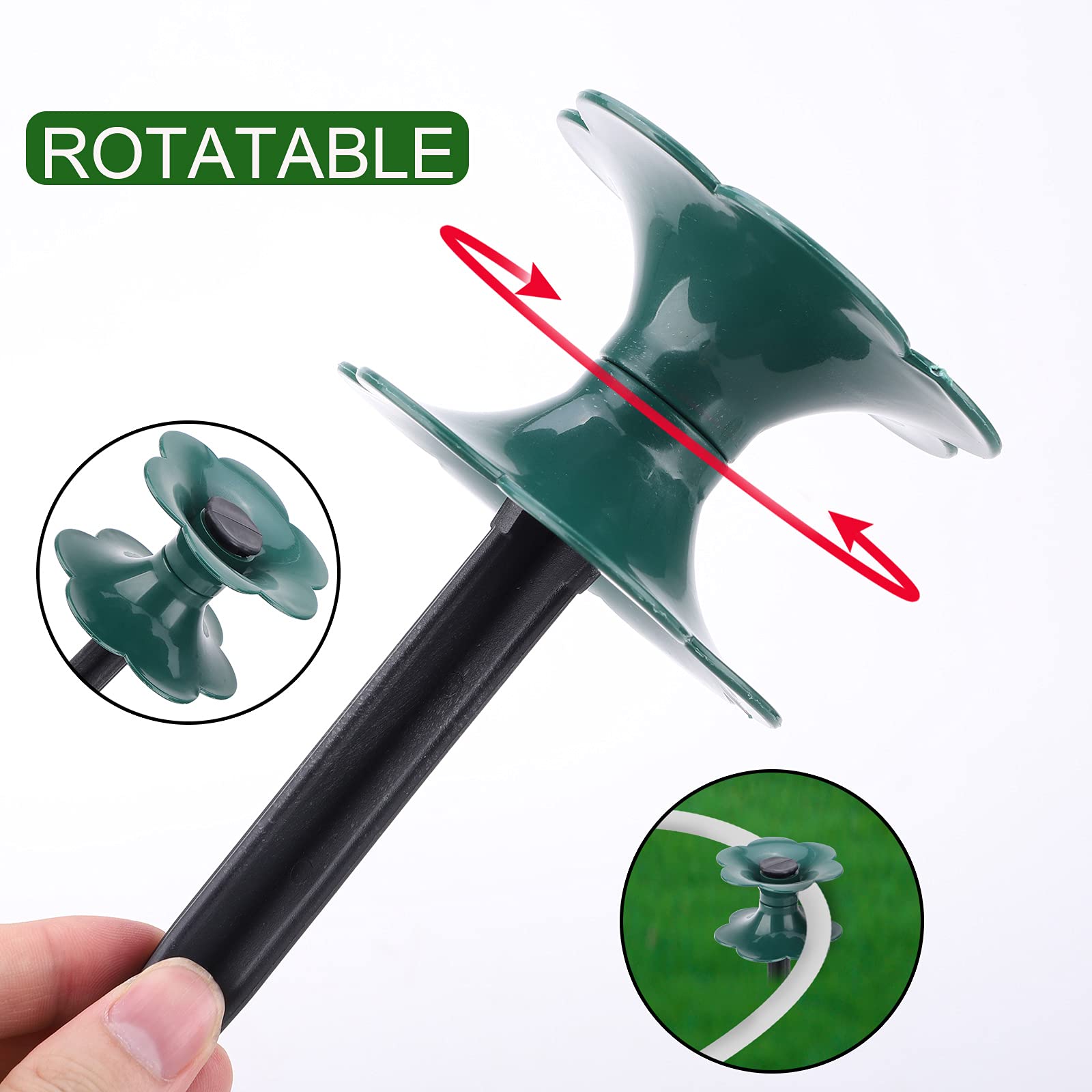 6 Pack Garden Hose Guide Spikes - Heavy Duty Plastic Hose Holder Stakes for Plant Protection, Yard & Garden - Perfect for Securing Water Hoses Around Trees, Flower Beds & Landscaping Areas