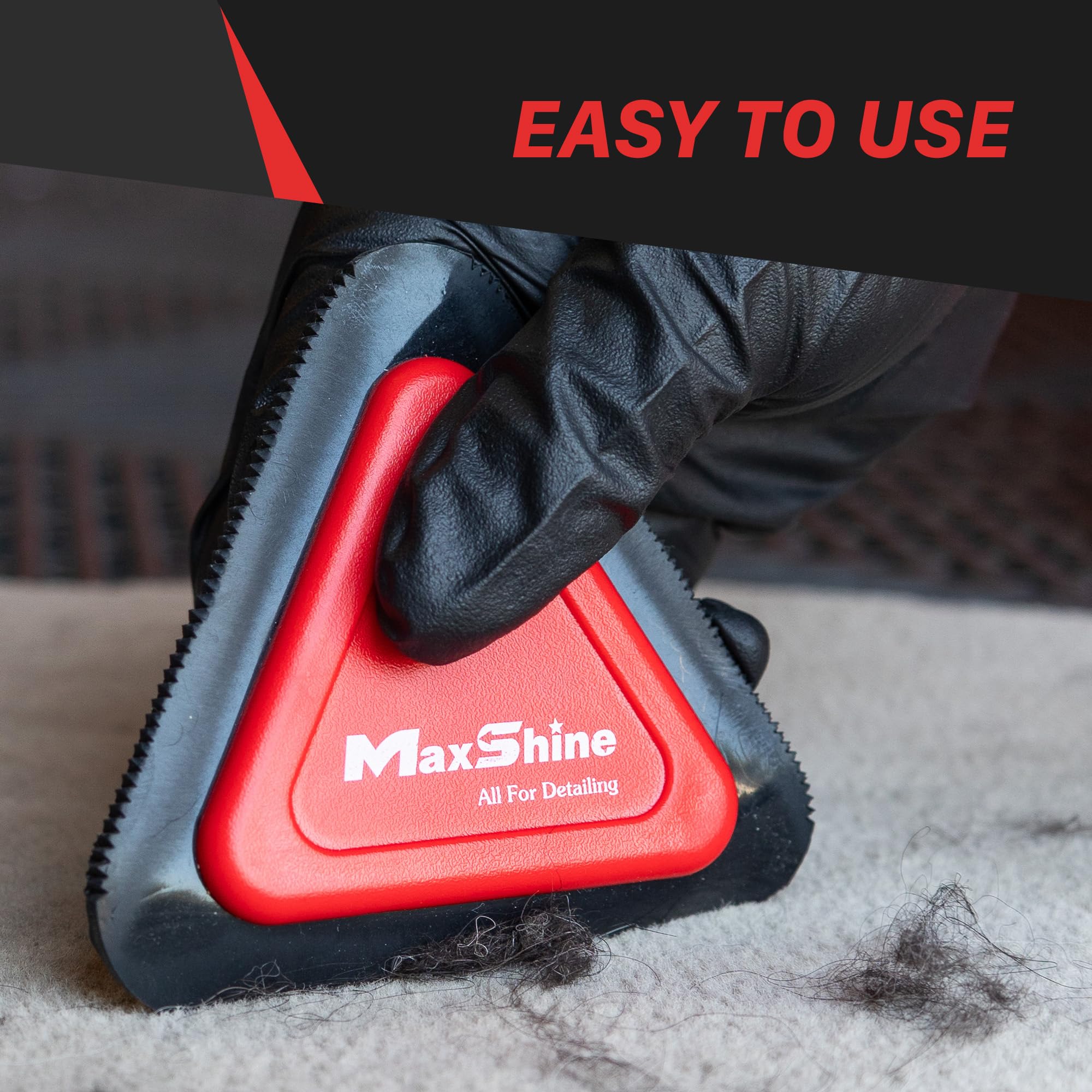 Maxshine Mini Pet Hair Remover Tool - 3-Sided Lint Brush for Car Seats, Carpets, Furniture - Dog & Cat Hair Removal Brush - Easy to Clean Car Detailing Accessories - Perfect for Home, Office, and Auto Care