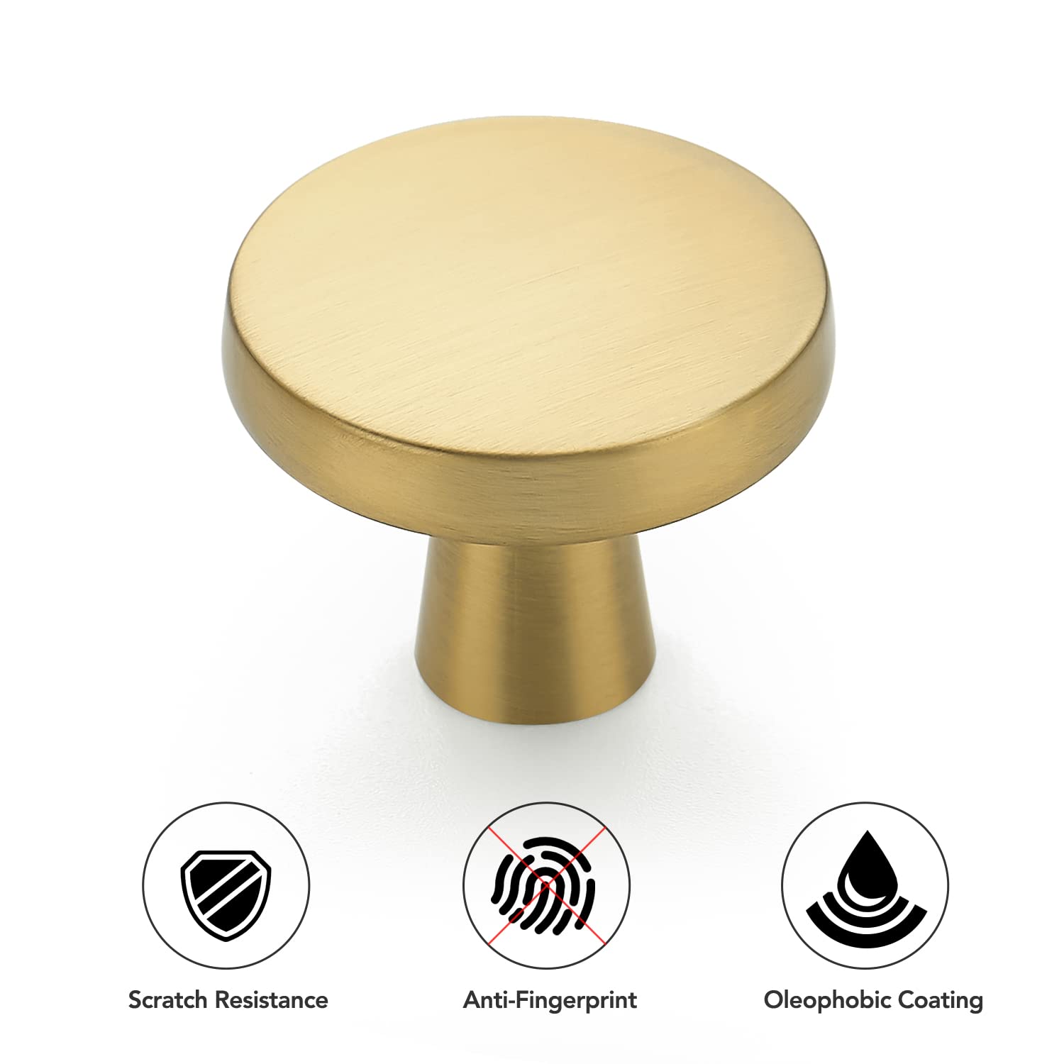 30 Pack Solid Brass Cabinet Knobs - Round Gold Dresser Drawer Pulls for Kitchen Cabinets, Wardrobes & Furniture - Brushed Brass Hardware for Home Decor & DIY Projects