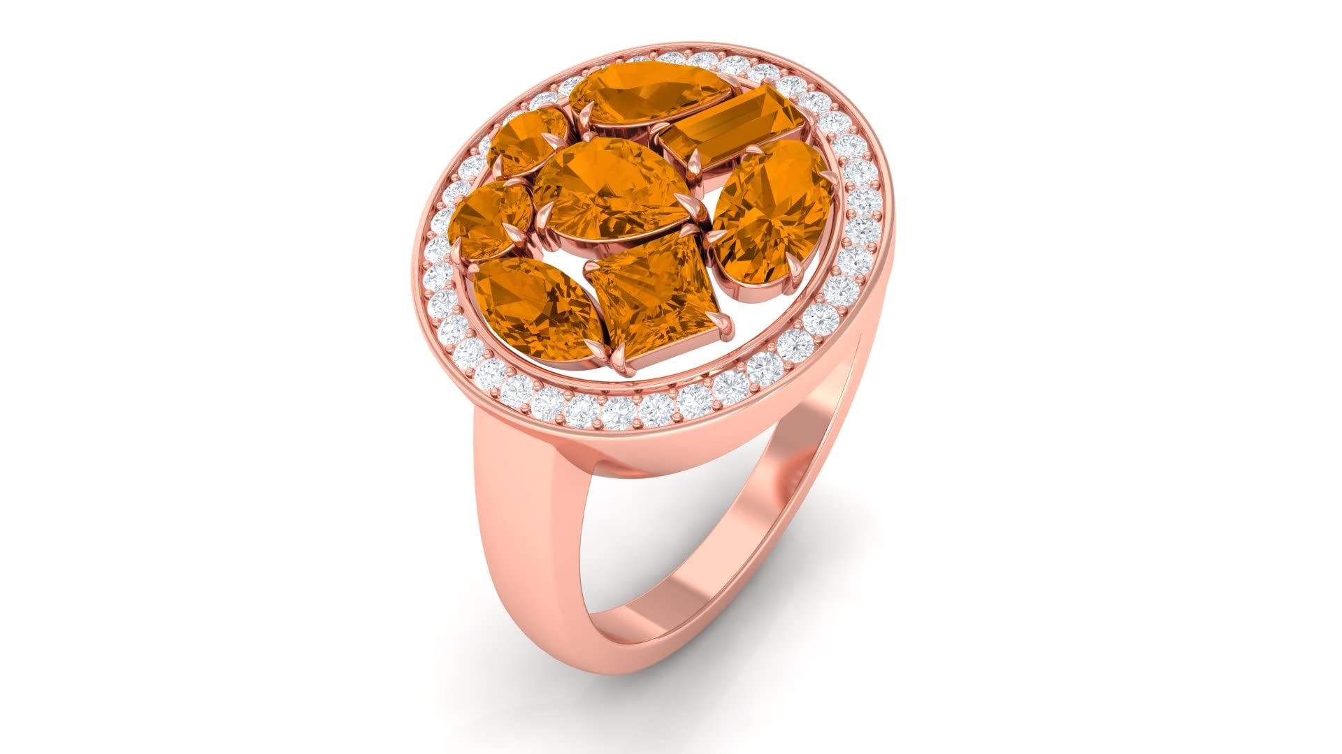 1.5 CT Natural Citrine and Diamond Halo Engagement Ring in 14K Solid Gold - Elegant Wedding Band, Anniversary Gift for Her, Perfect for Proposals & Special Occasions
