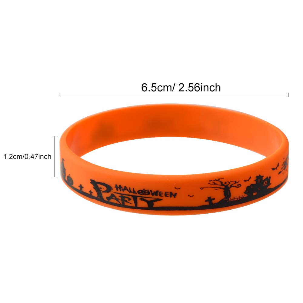 FEPITO 18-Piece Halloween Rubber Bracelets Set - 7 Classic Halloween Pattern Silicone Wristbands for Kids & Adults - Perfect for Trick-or-Treating, Halloween Parties & Costume Accessories