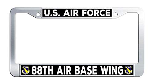 US Air Force 88th Air Base Wing Stainless Steel License Plate Frame Holder - Durable Military Car Accessory for Veterans & Patriotic Drivers
